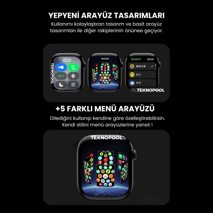 Watch 10 Hk Pro Max Amoled iOS Android Uyumlu Akıllı Saat