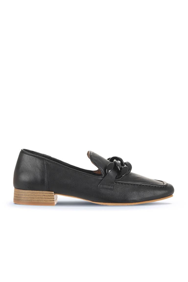 SİYAH DERİ KADIN LOAFER