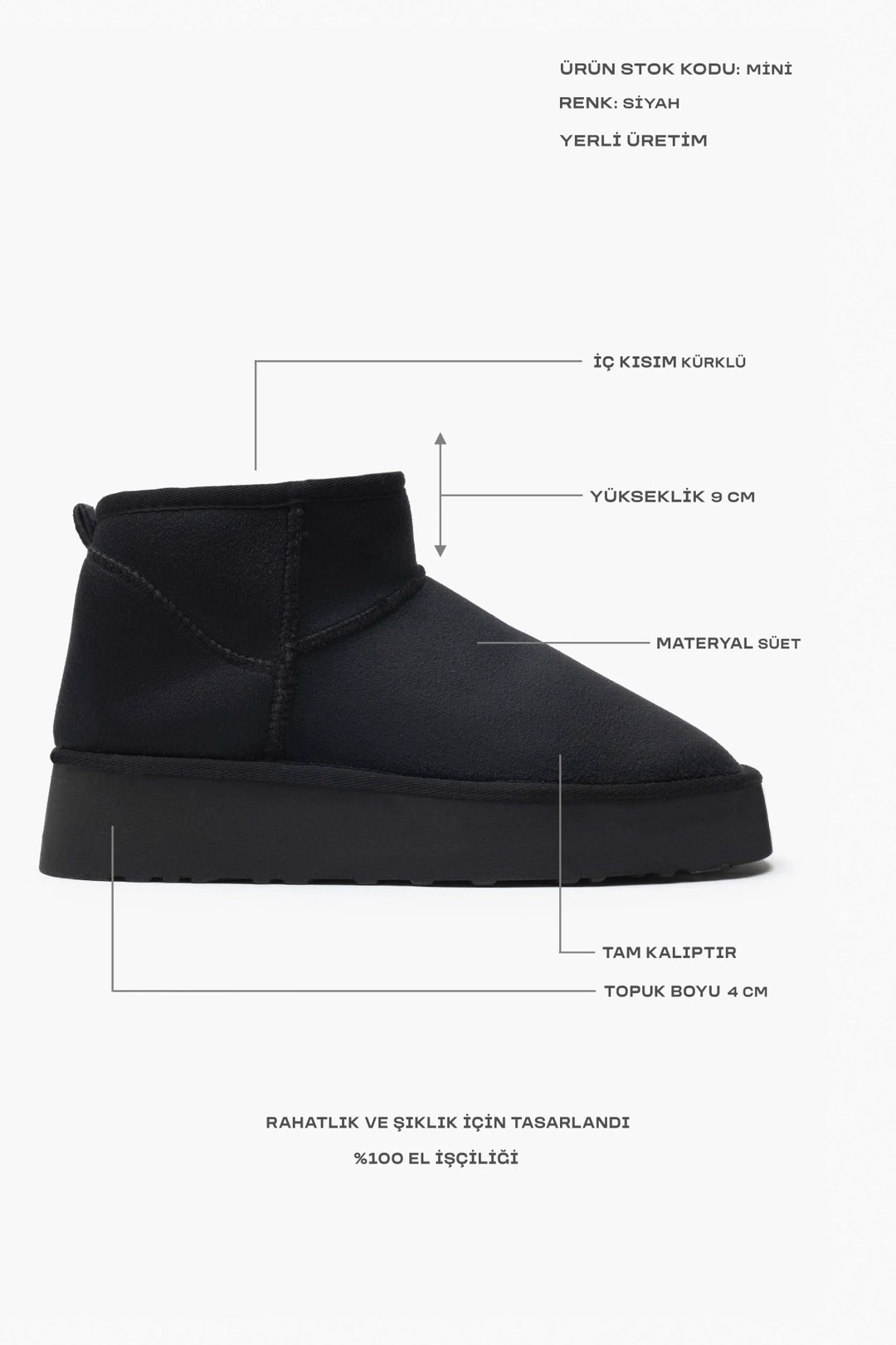 Ugg Yüksek Mini Logolu Classic İçi Kürklü Süet Bot