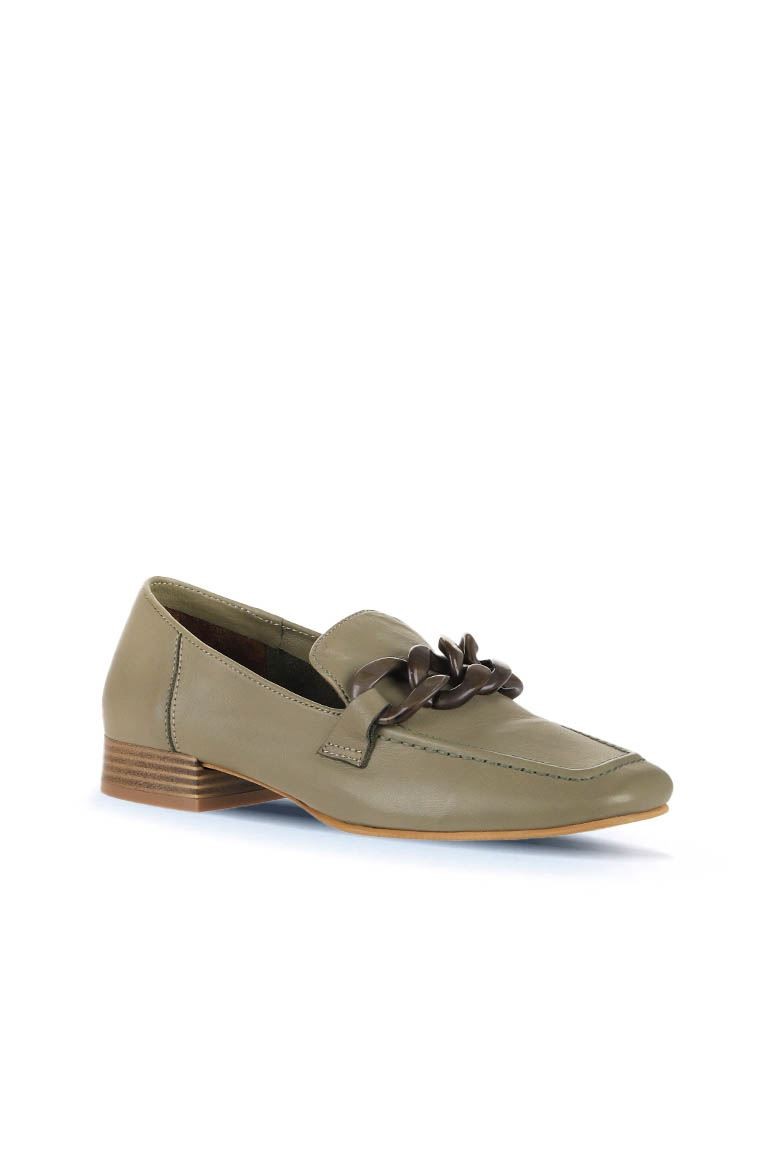 HAKİ DERİ KADIN LOAFER