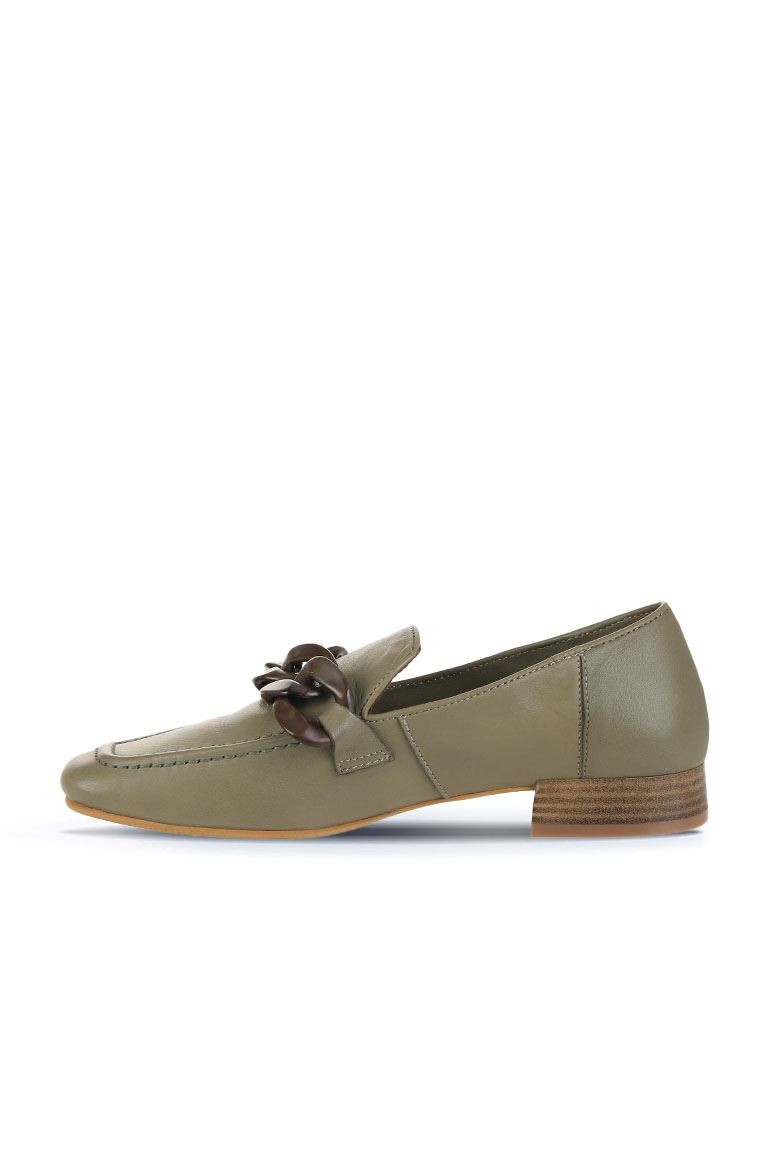 HAKİ DERİ KADIN LOAFER