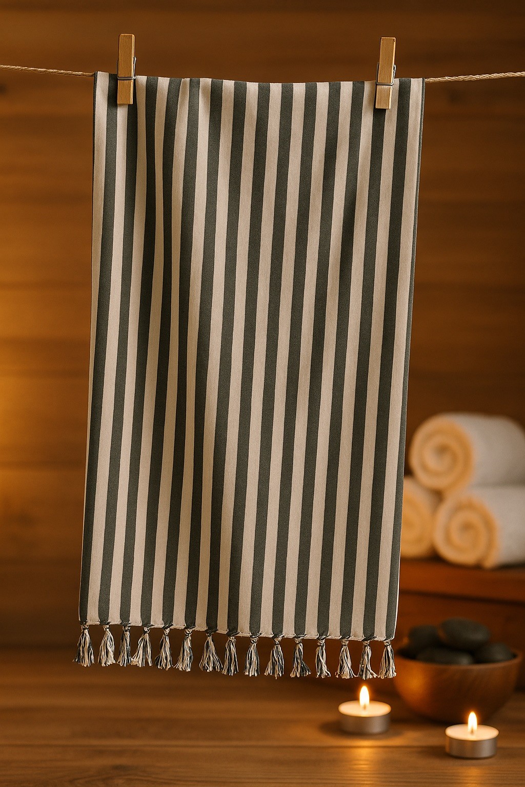 Siyah Dalton Peştamal 90x180cm