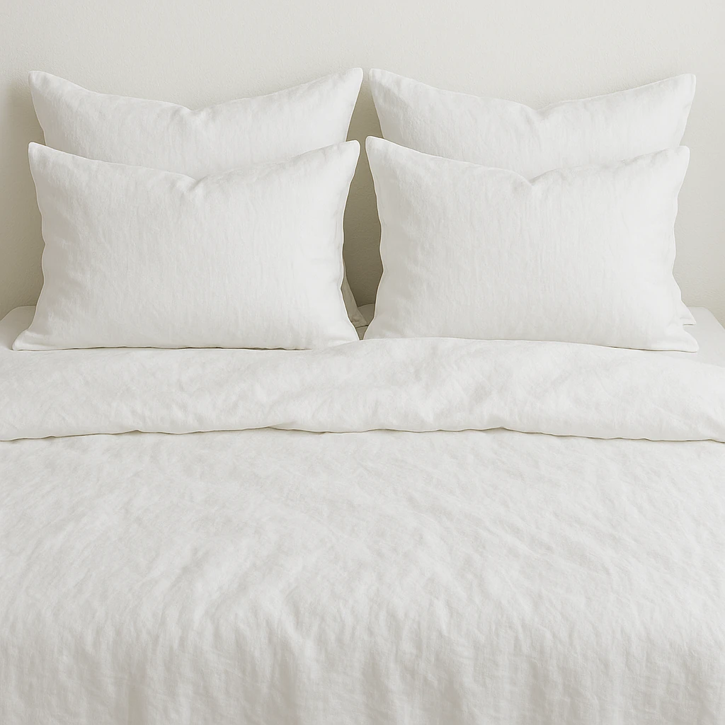 %100 Keten Beyaz Nevresim Takımı