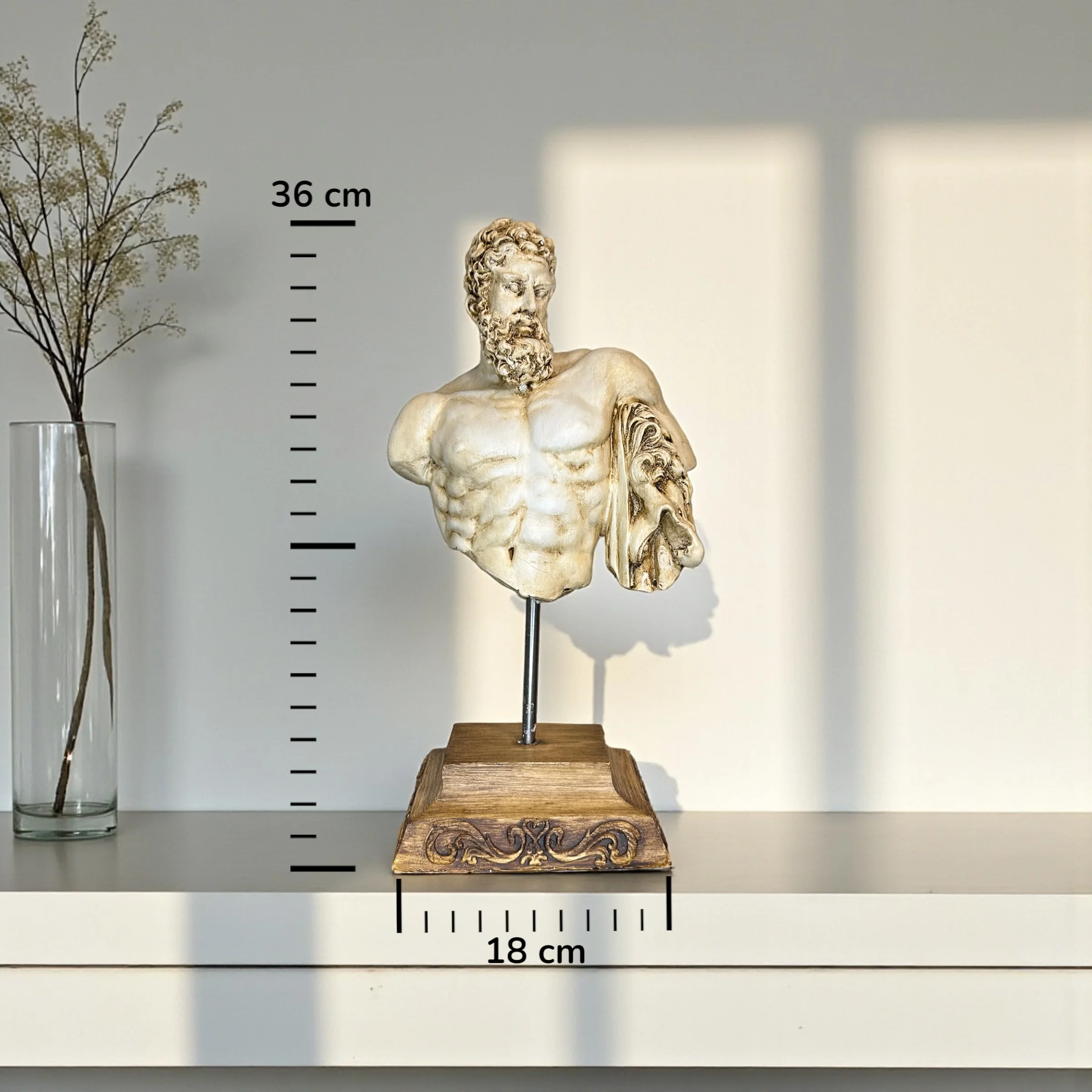 Antik Çağ Esintisi: Gücün Simgesi Herkül Büstü - Büyük Boy (36 cm)
