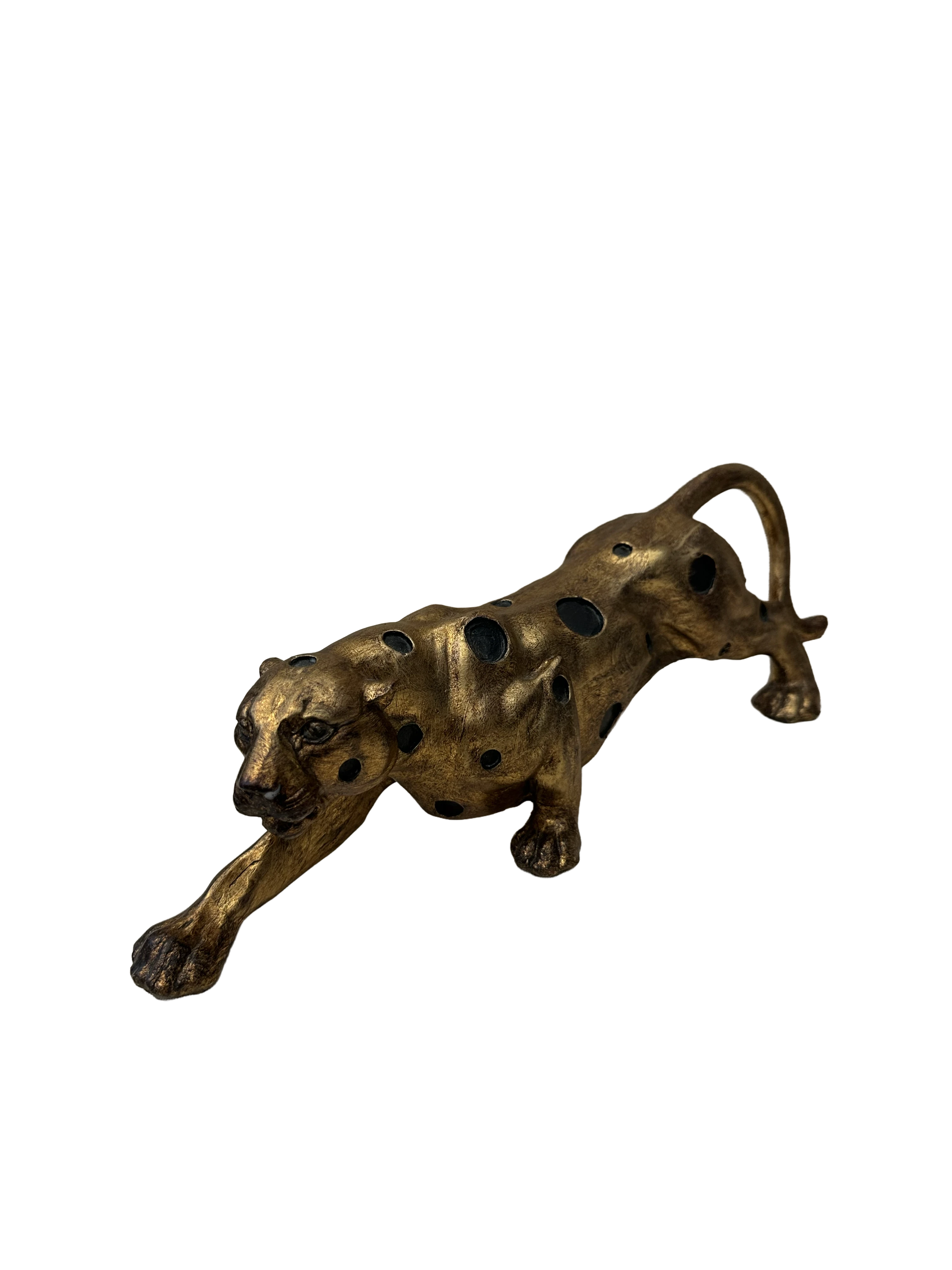 Vahşi Cazibe: Gold Jaguar Dekoratif Obje - Leopar Desenli (32 cm)