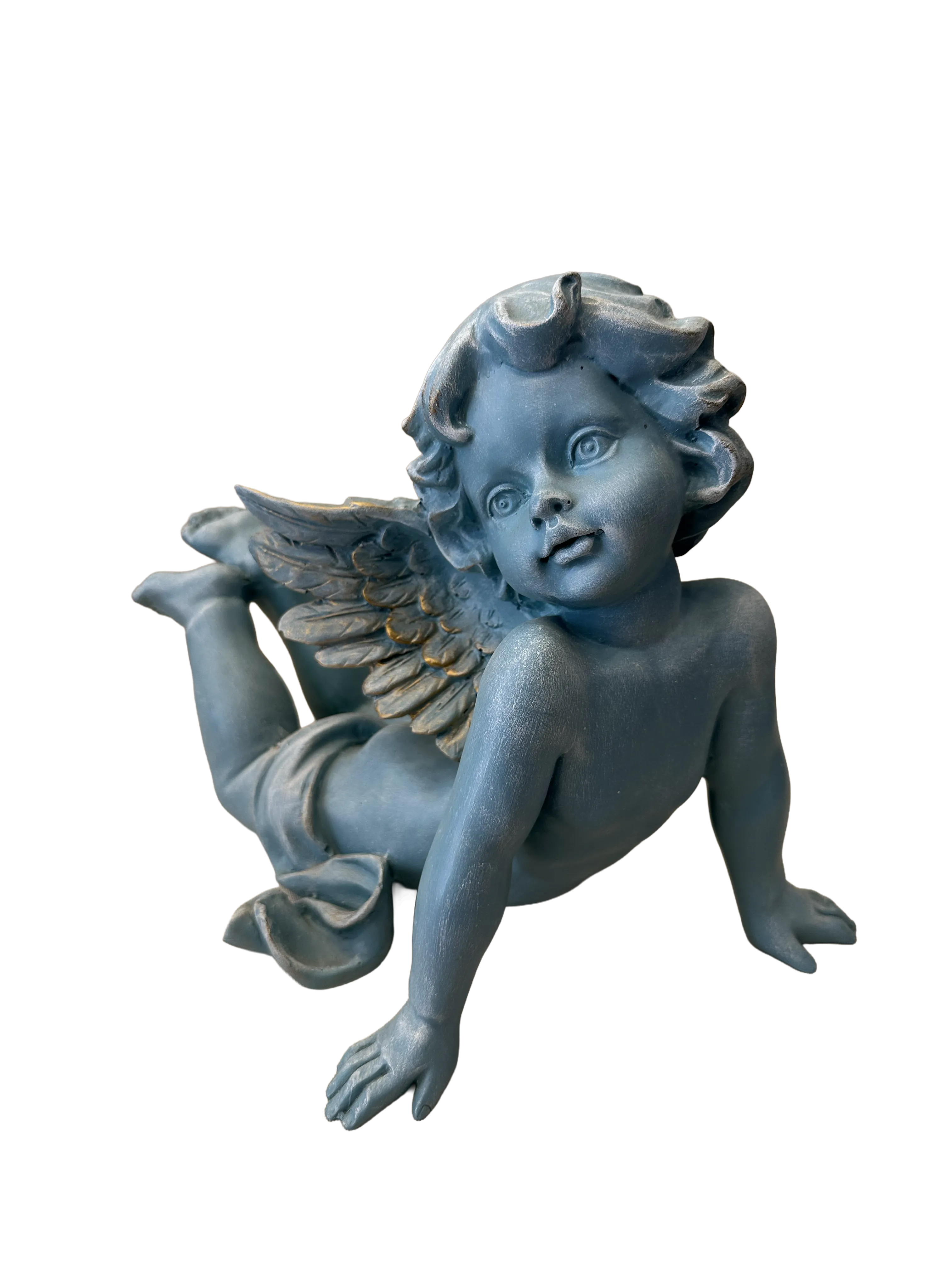 Gökyüzü Masalı: Altın Kanatlı Mavi Melek Biblosu (29 cm)