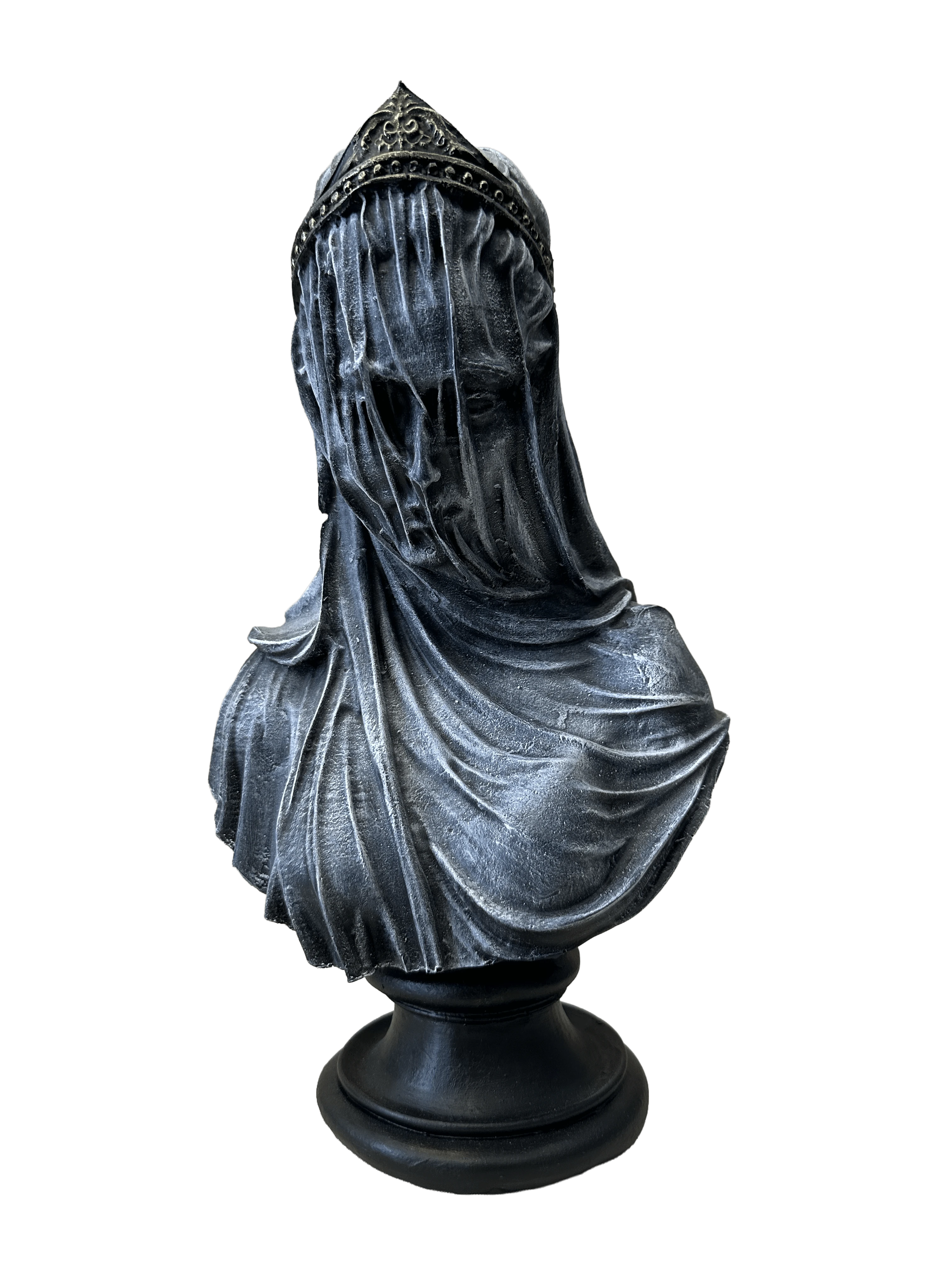 Mistik Sanat: 'Veiled Lady' Duvaklı Kadın Büstü - Gotik Gri (30 cm)