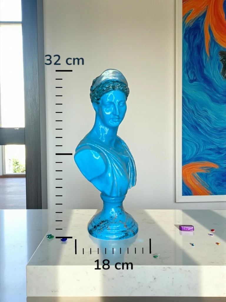Modern Mitoloji: Pop-Art Mavi Diana Büstü (32 cm)