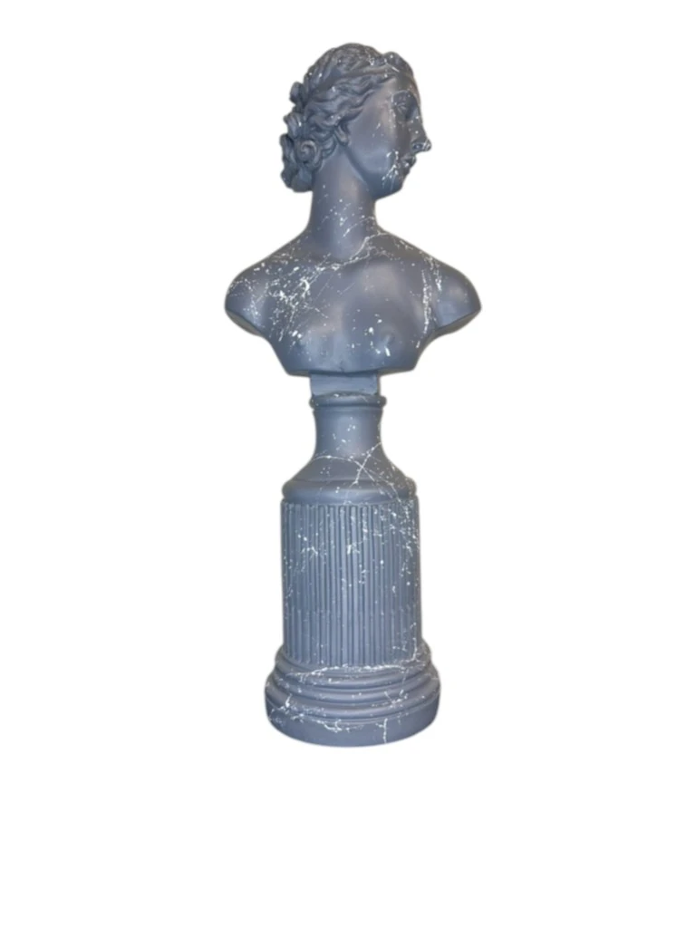 Zamansız Zarafet: Mermer Efektli Lafayette Büstü - Dev Boy (44 cm)