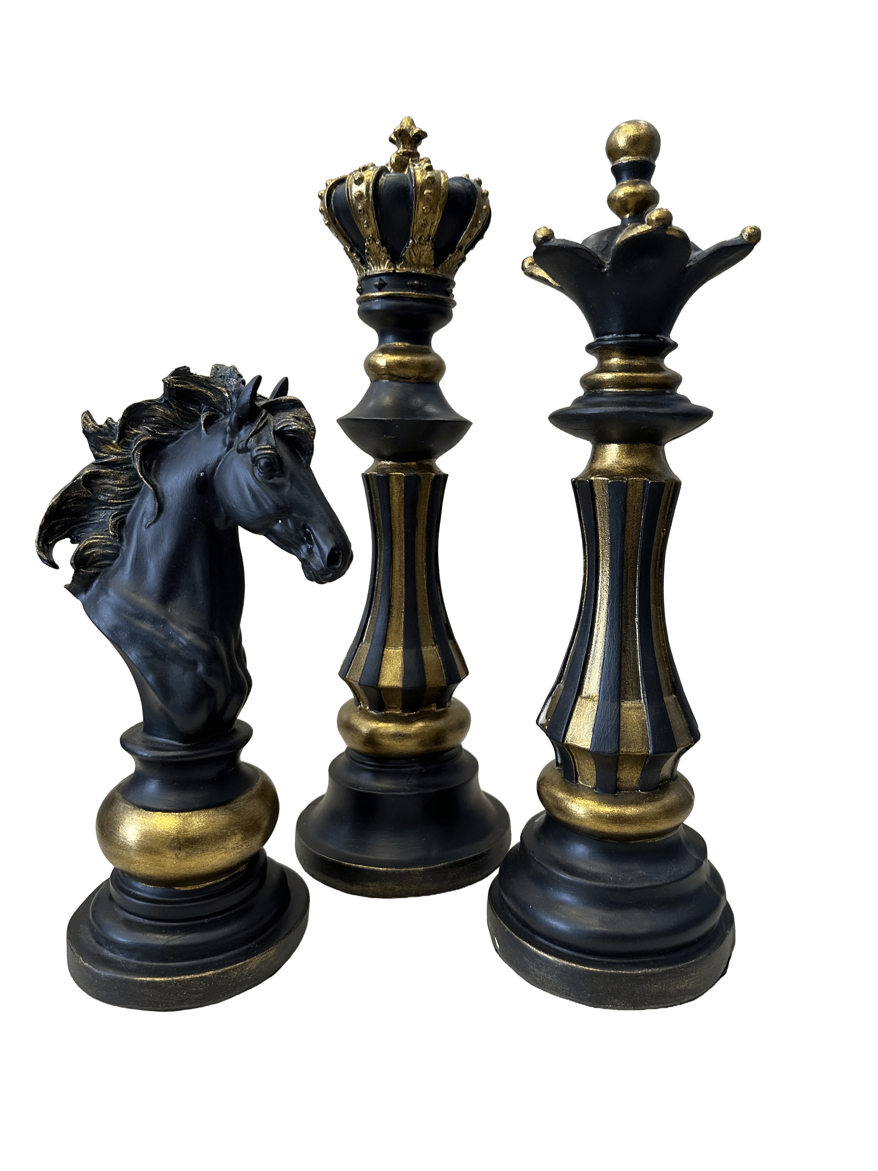 Stratejik Hamle: Gold Detaylı Dev Satranç Üçlüsü (Şah, Vezir, At)