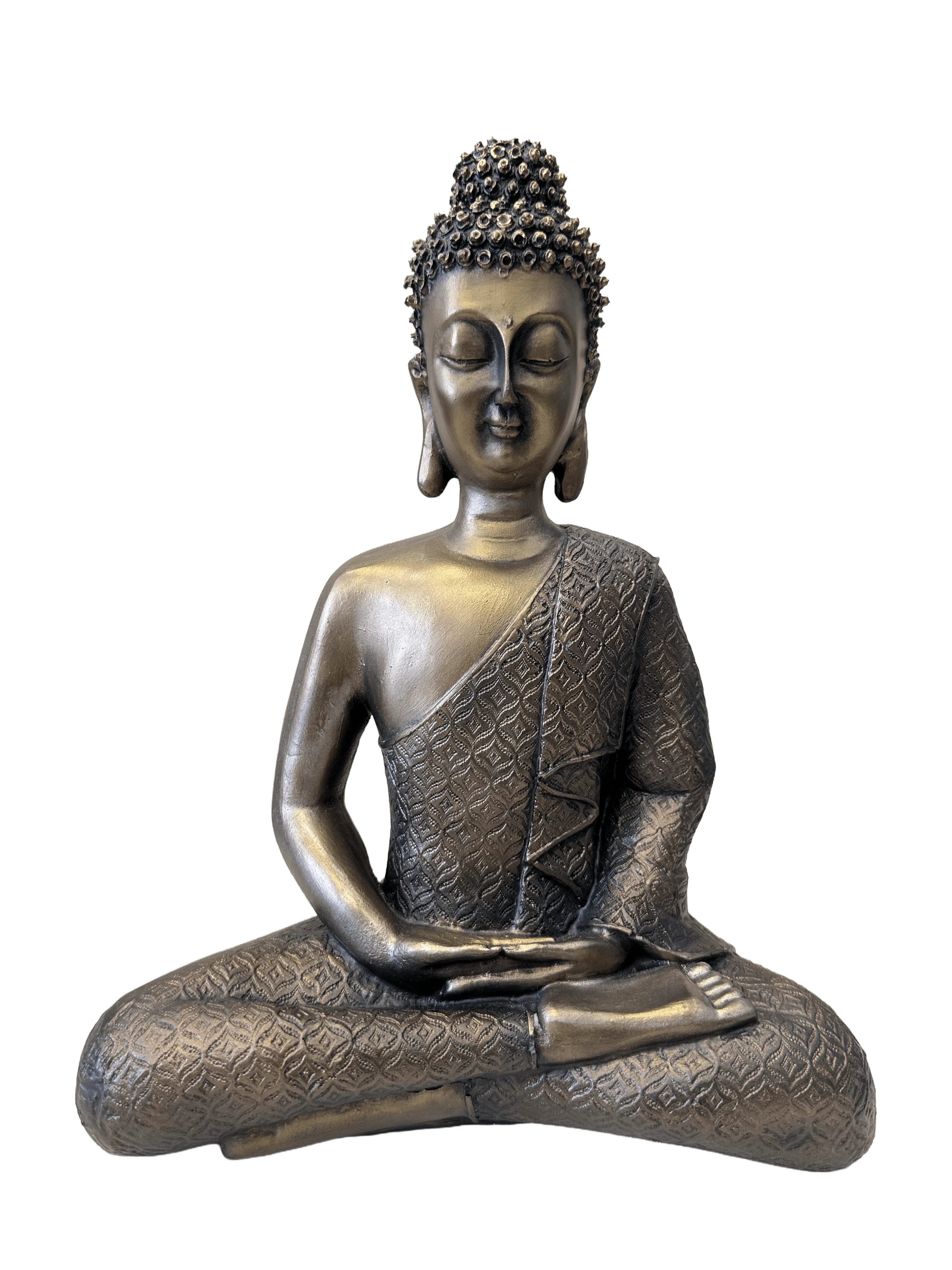 İçsel Huzur: Antik Bronz Görünümlü Meditasyon Buda Heykeli (35 cm)