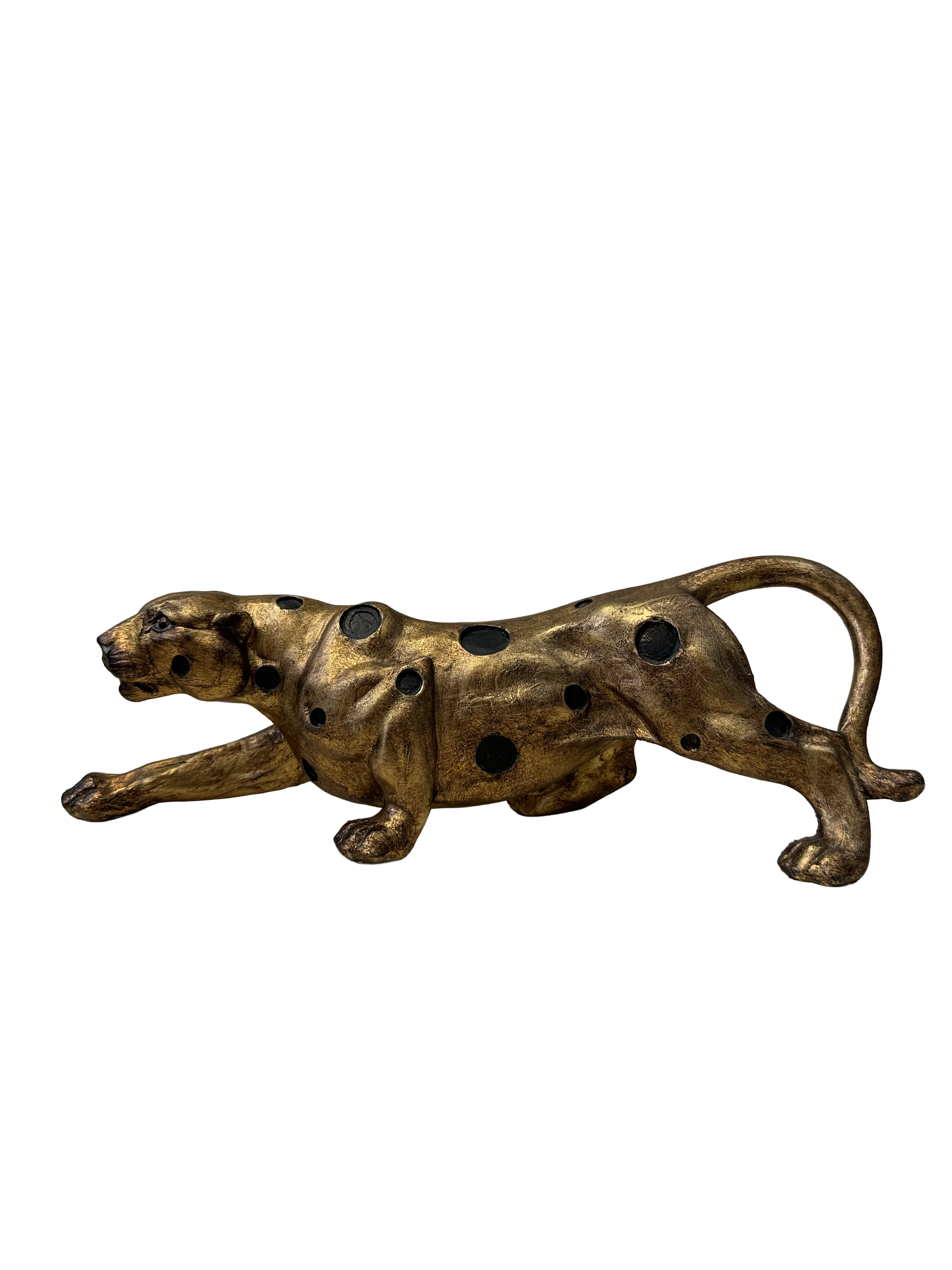 Vahşi Cazibe: Gold Jaguar Dekoratif Obje - Leopar Desenli (32 cm)