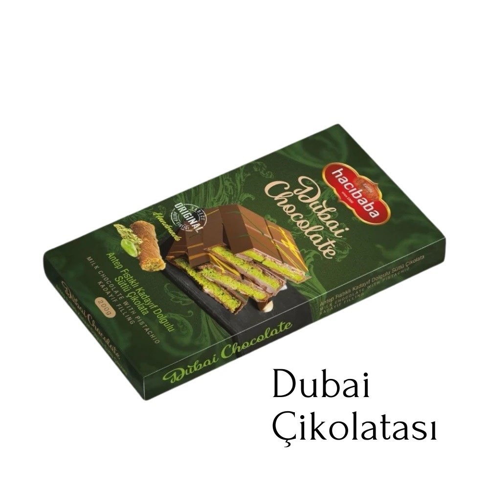 Dubai Çikolatası 200 Gr Antep Fıstığı Ezmeli Çıtır Kadayıf Dolgulu Sütlü Çikolata