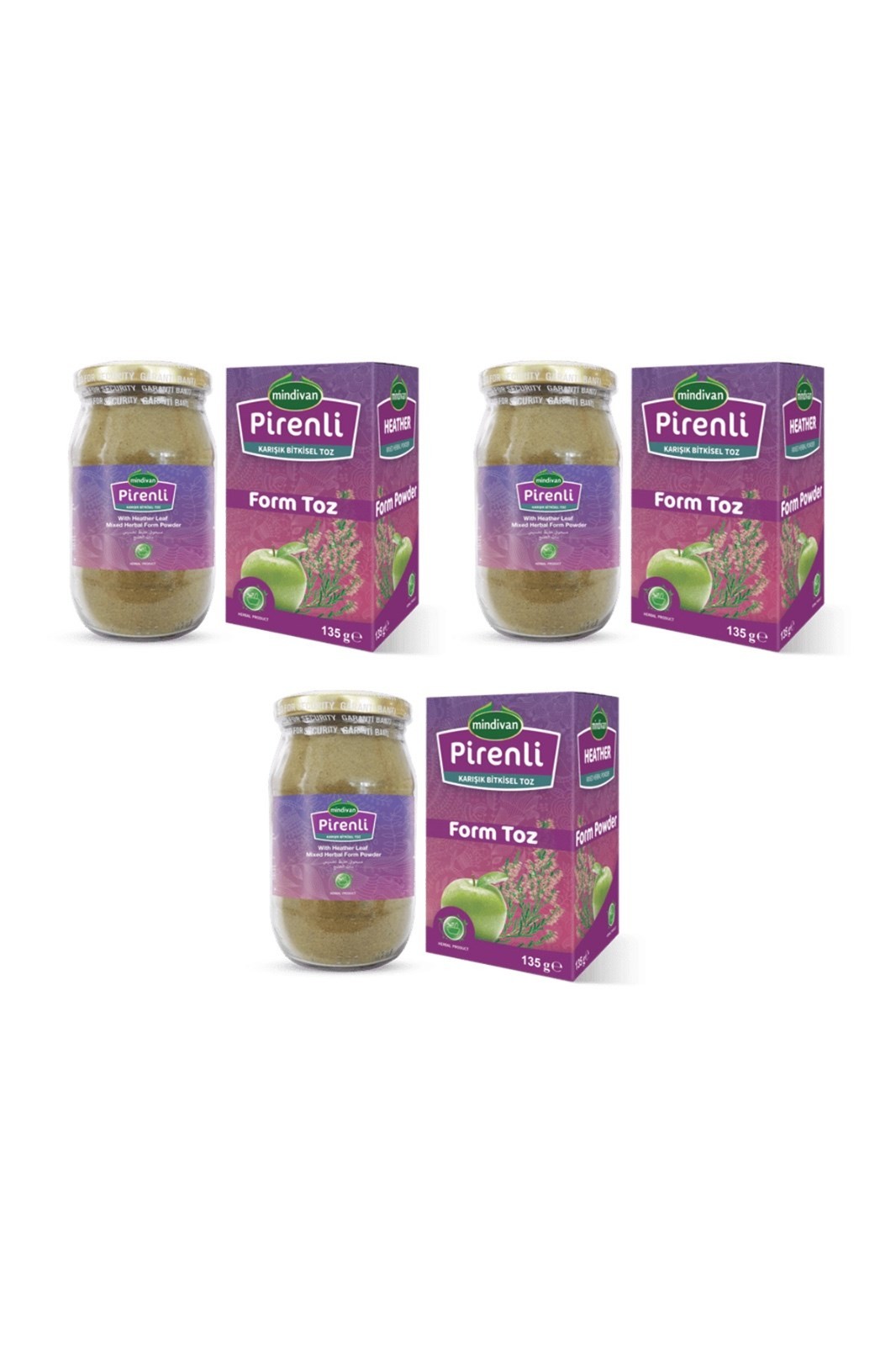 Pirenli Form Toz 135 gr Elma Tozu Diyet Destek Ürünü 3 Adet