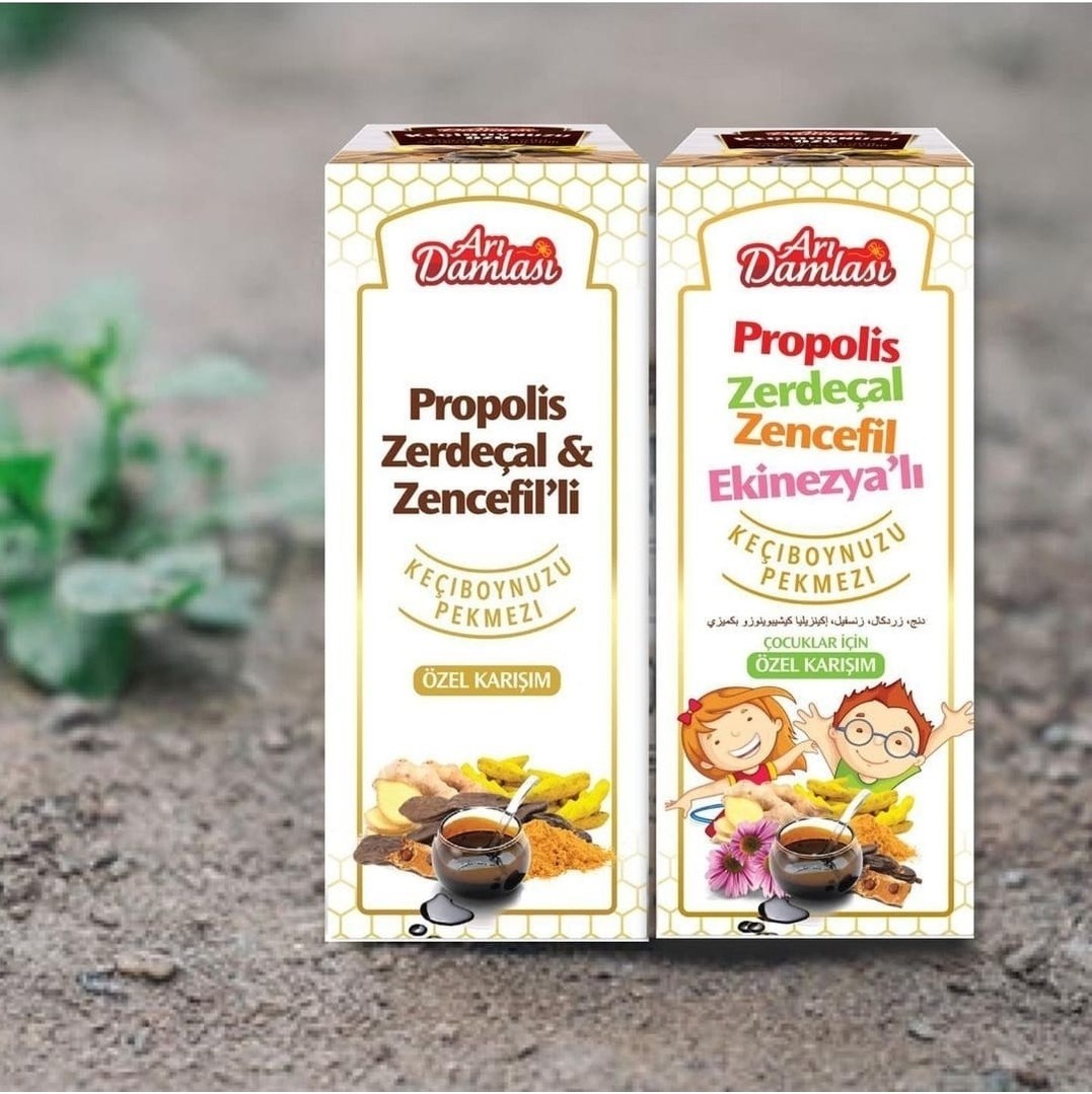 Arı Damlası Propolis Zerdeçal Zencefil ve Ekinezyalı Şurup 340 gr ( Çocuk ve Yetişkin )