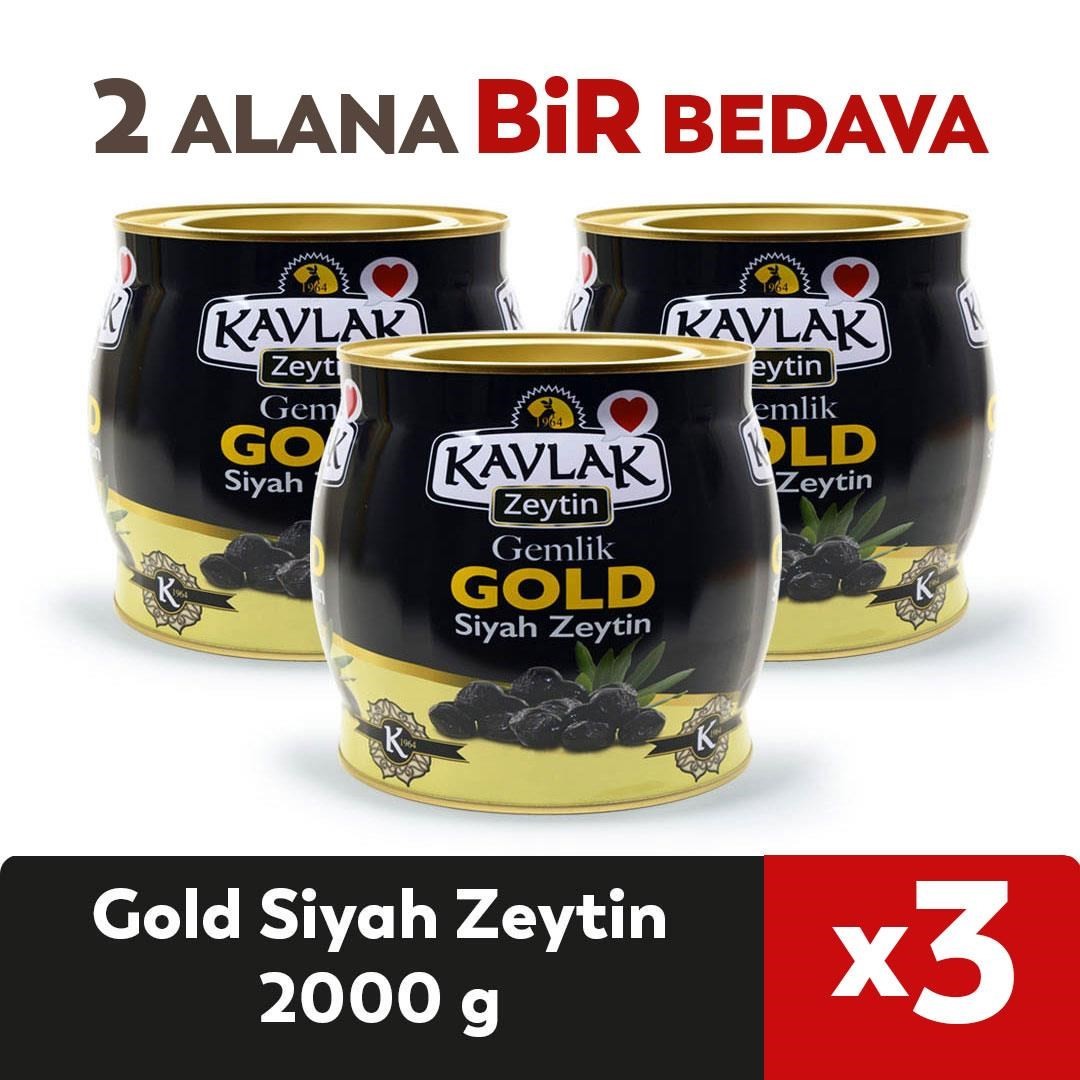 Kavlak Gold Gemlik Siyah Zeytin 2 Kg 3 Lü