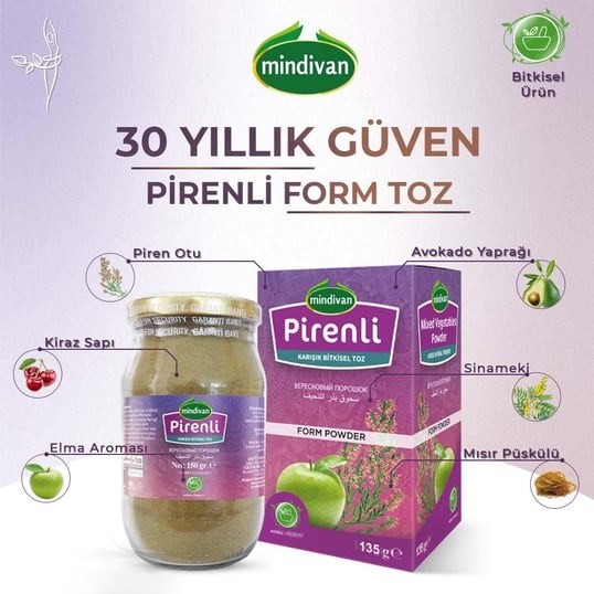 Pirenli Form Toz 135 gr Elma Tozu Diyet Destek Ürünü 3 Adet