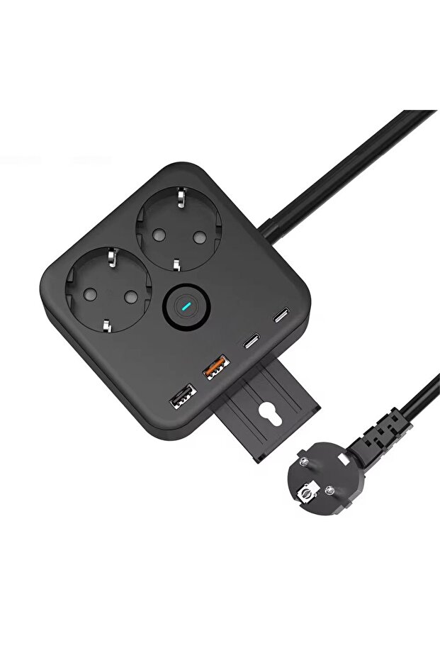 2’li Akım Korumalı USB & Type-C Çoklu Priz | 3.4A Hızlı Şarj Destekli Güvenli Güç Dağıtıcı – 250V / 16A / 3680W