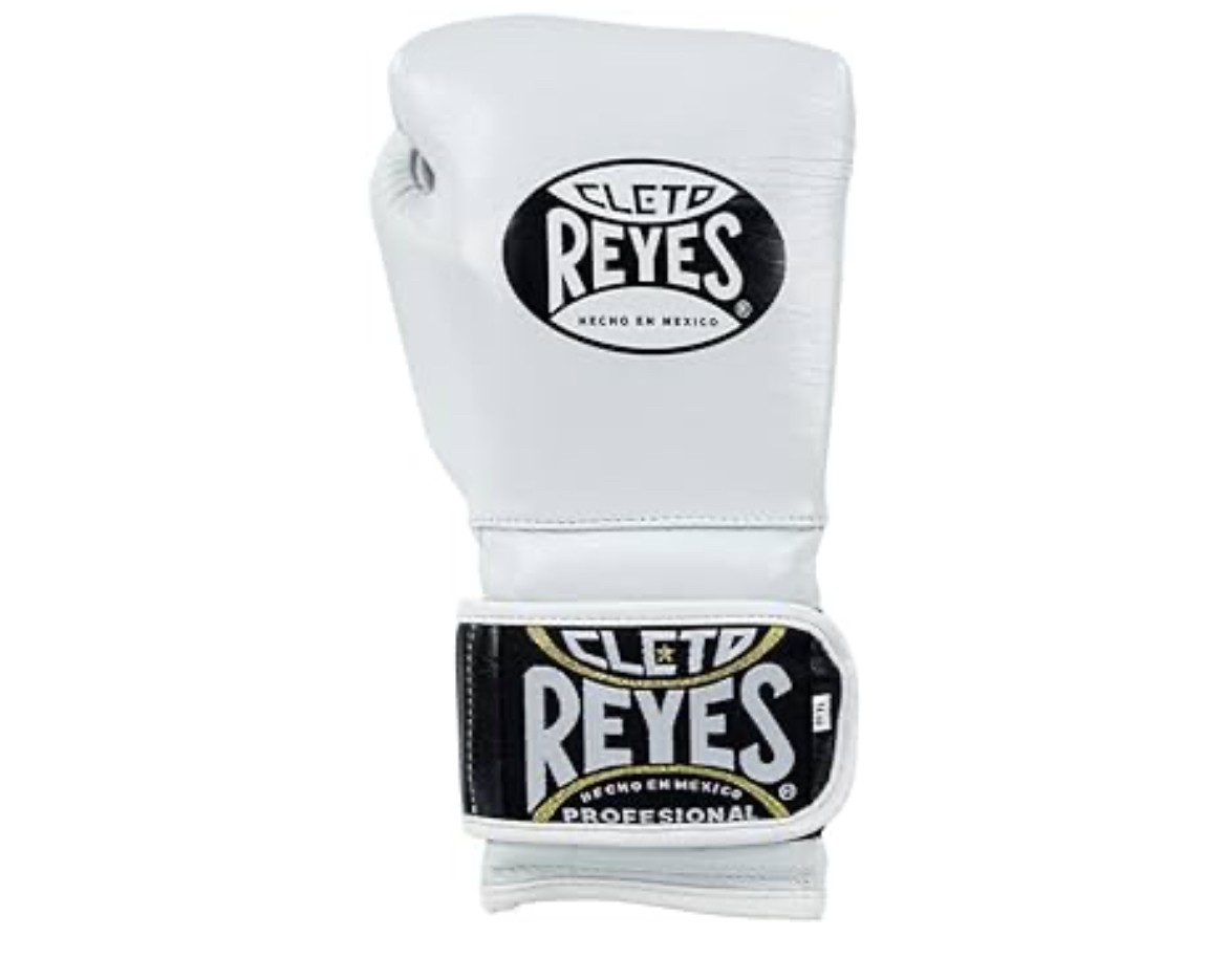 Cleto Reyes White Leather Strap & Attached Thumb and Hook & Loop Closure Boks Eldiveni