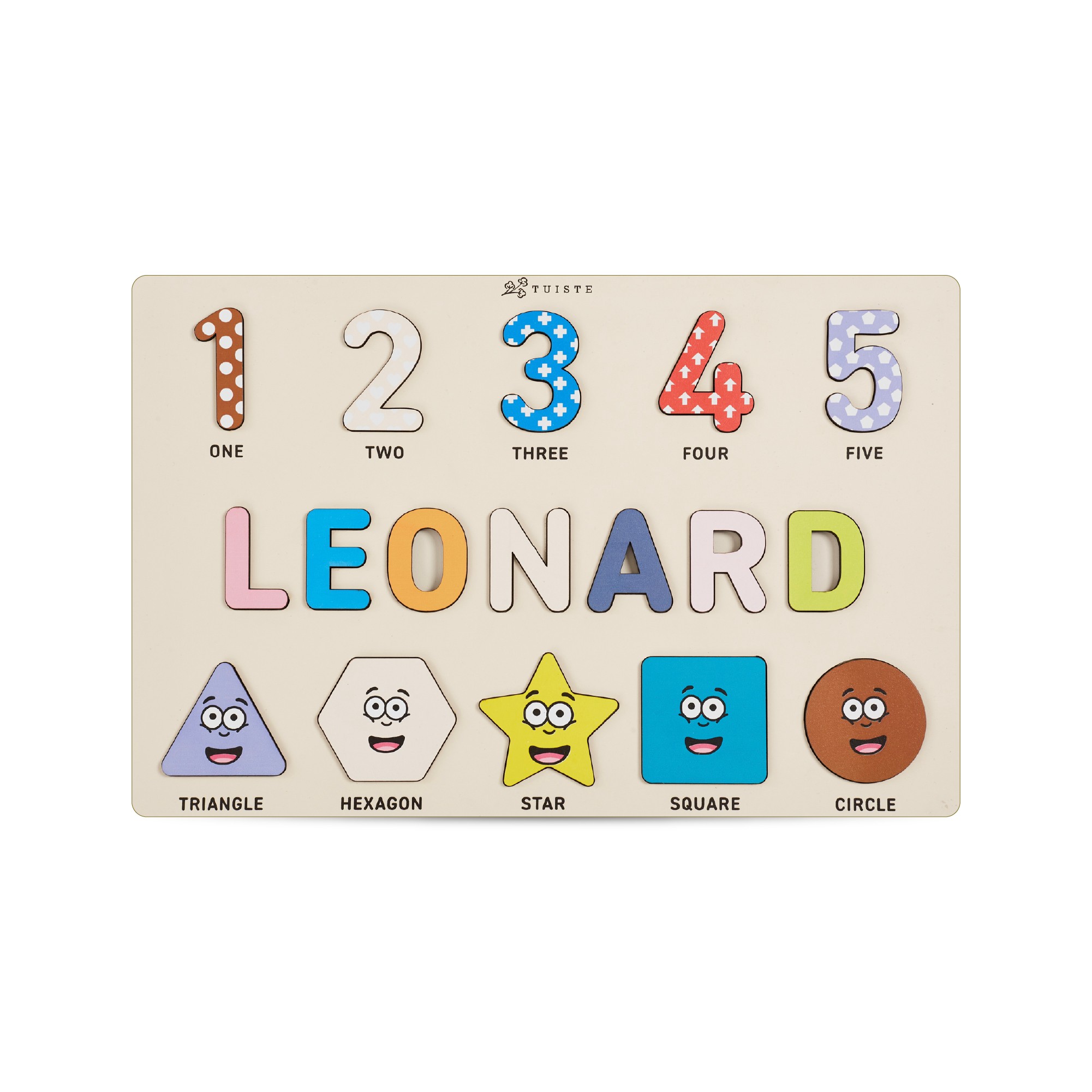 Personalized Name Puzzle, Handmade Birthday Gift for Kids, Shapes and Numbers main variant image