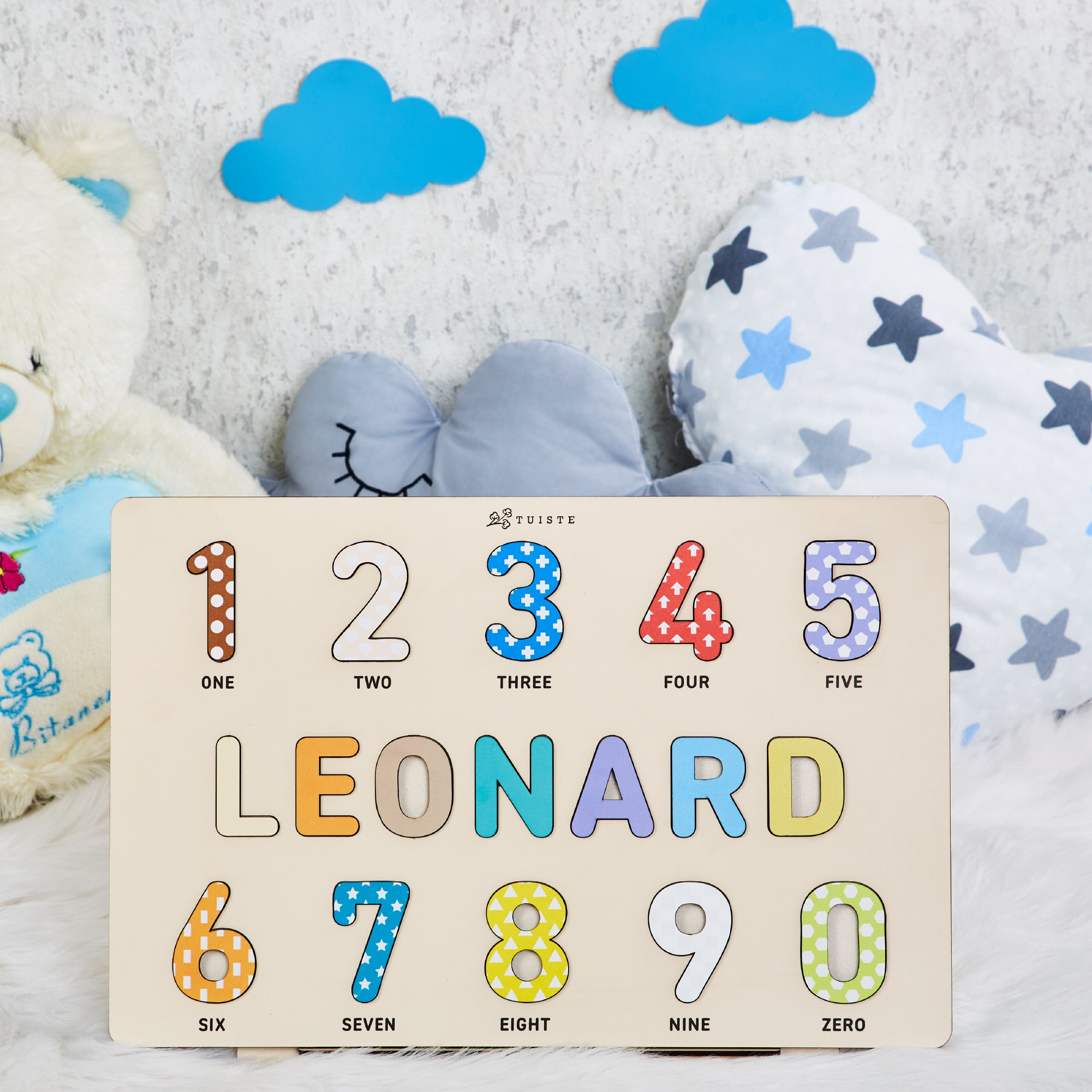 Wooden Name Puzzle, Busy Board, Sensory Toys, Baby Shower Gift, Numbers