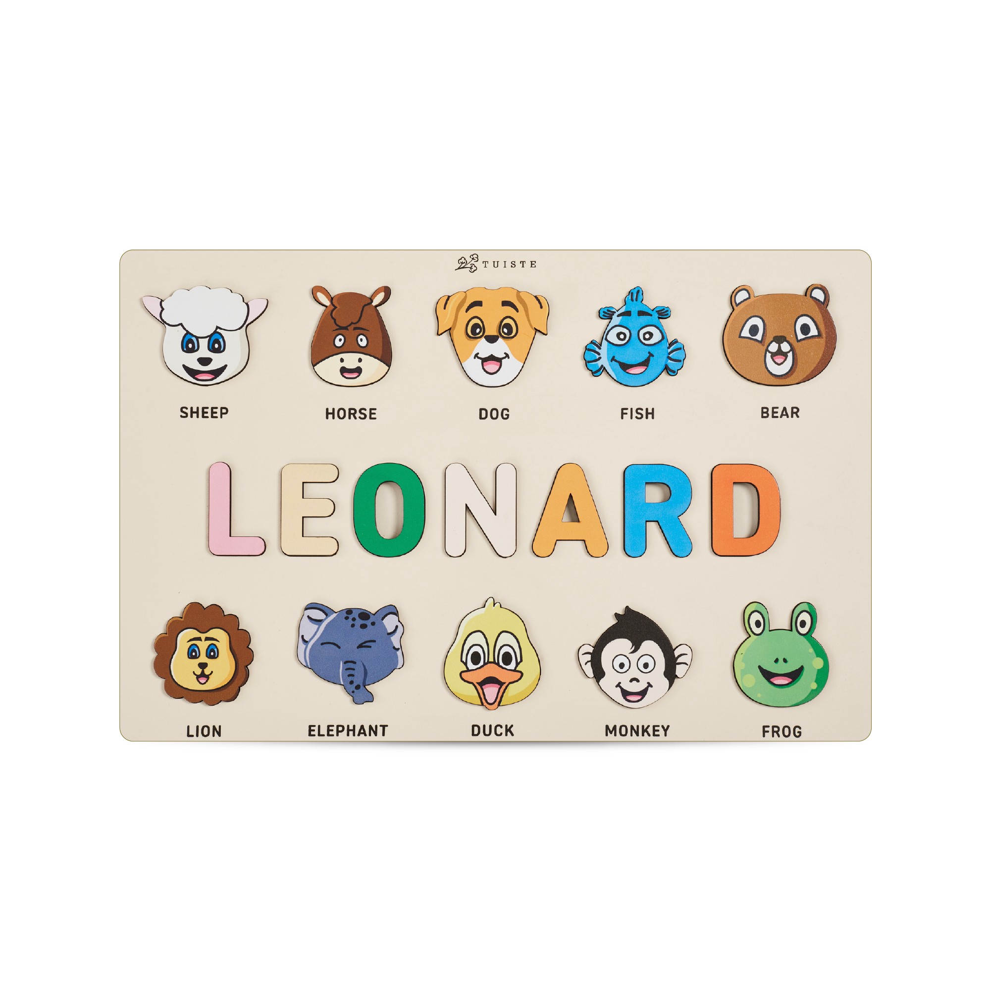 Personalized Wooden Baby Name Puzzle, First Birhtday Gift, Animals main variant image