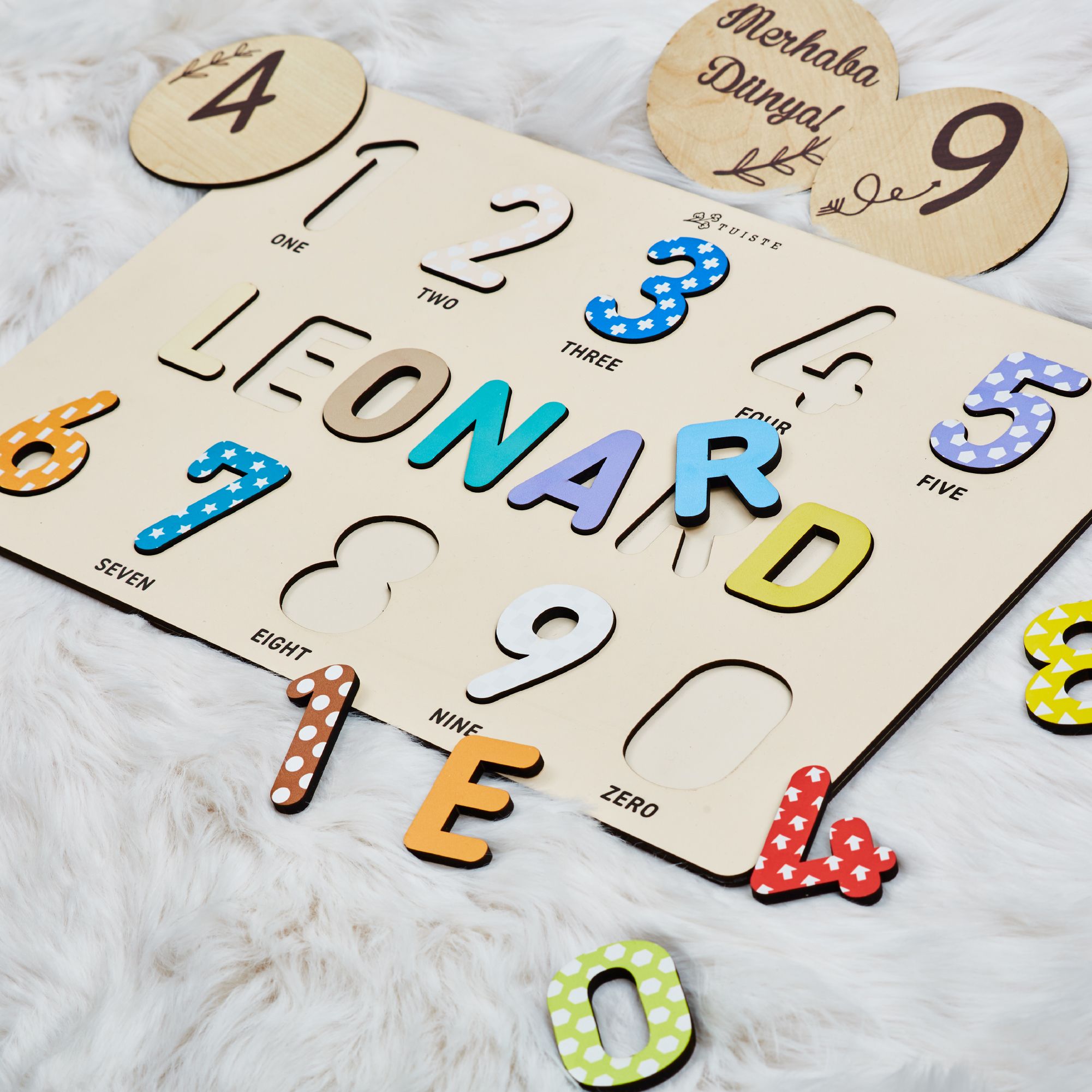 Wooden Name Puzzle, Busy Board, Sensory Toys, Baby Shower Gift, Numbers