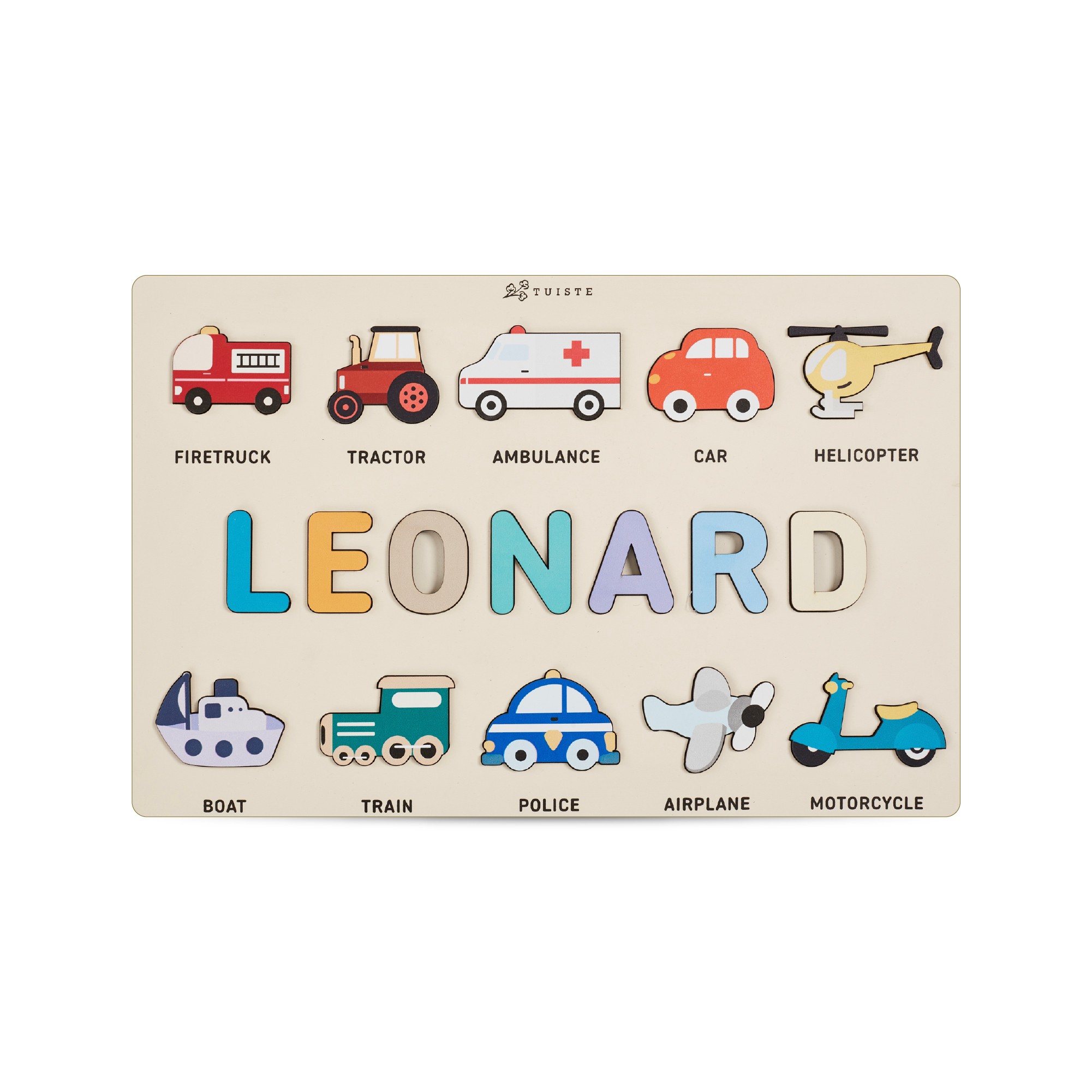 Personalized Gift Name Puzzle, Baby Boy Gift, Nursery Decor, Vehicles main variant image