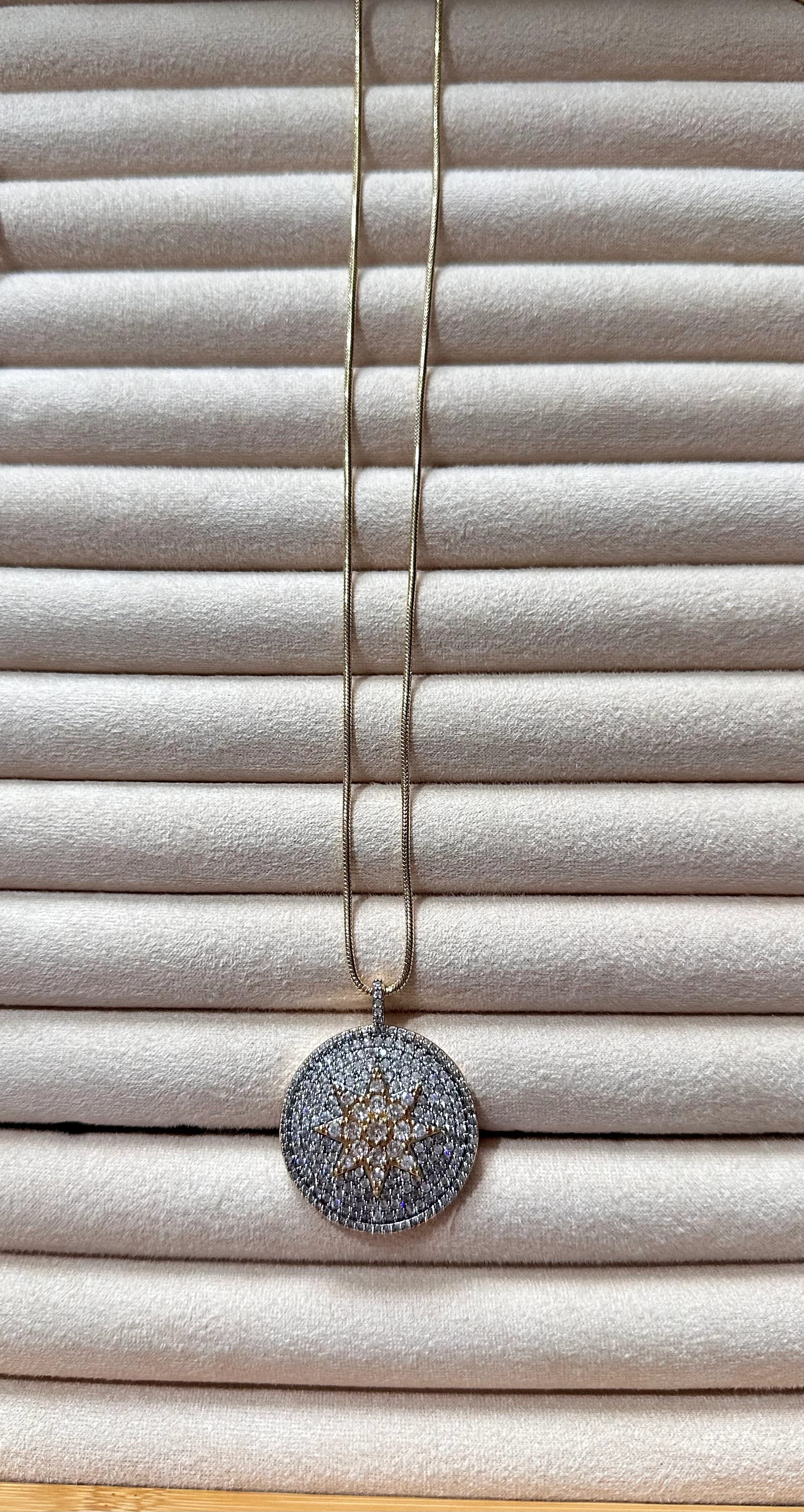 yuvarlak zirkon taşlı kolye