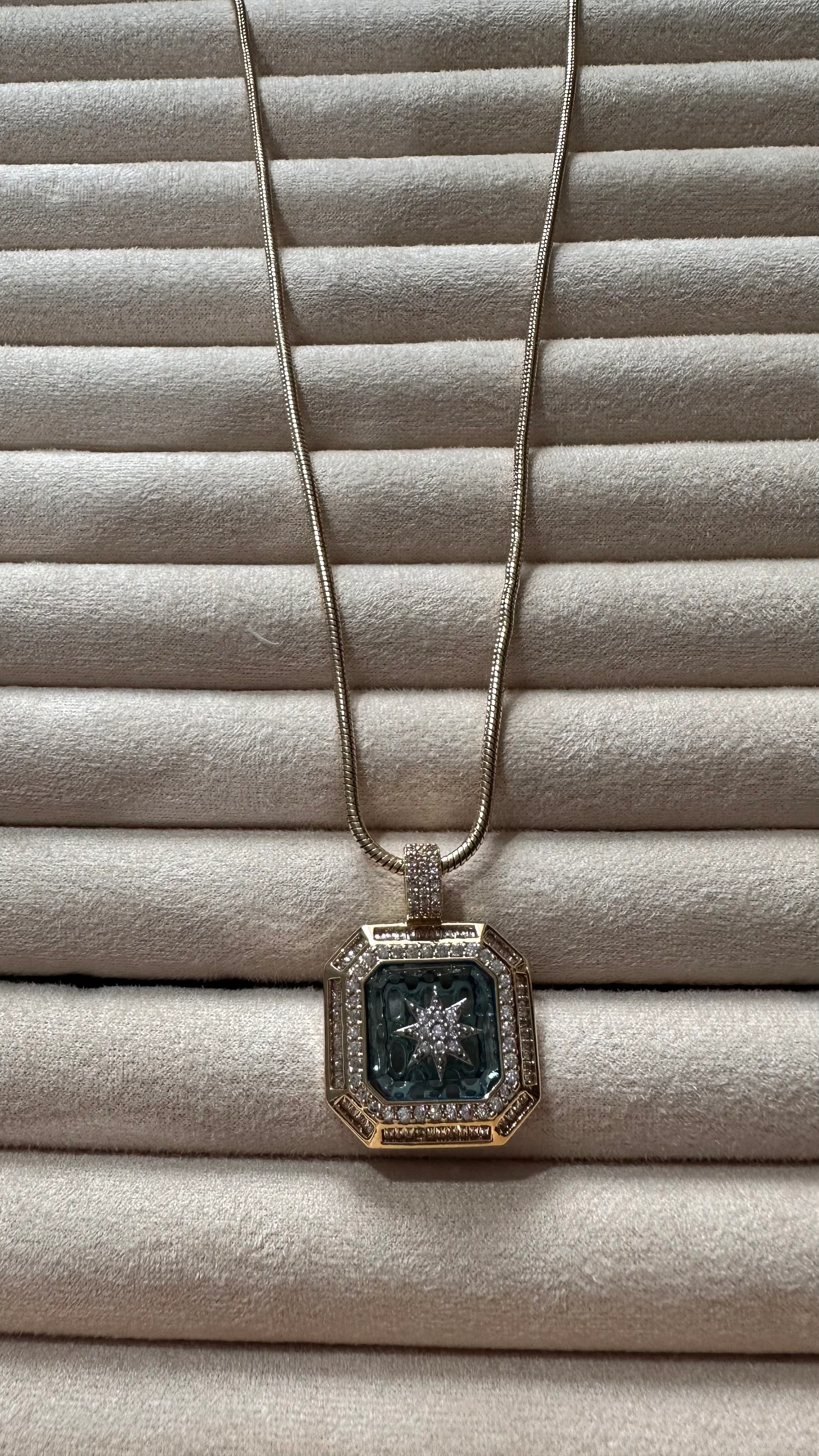 mavi zirkon taşlı yıldız kolye