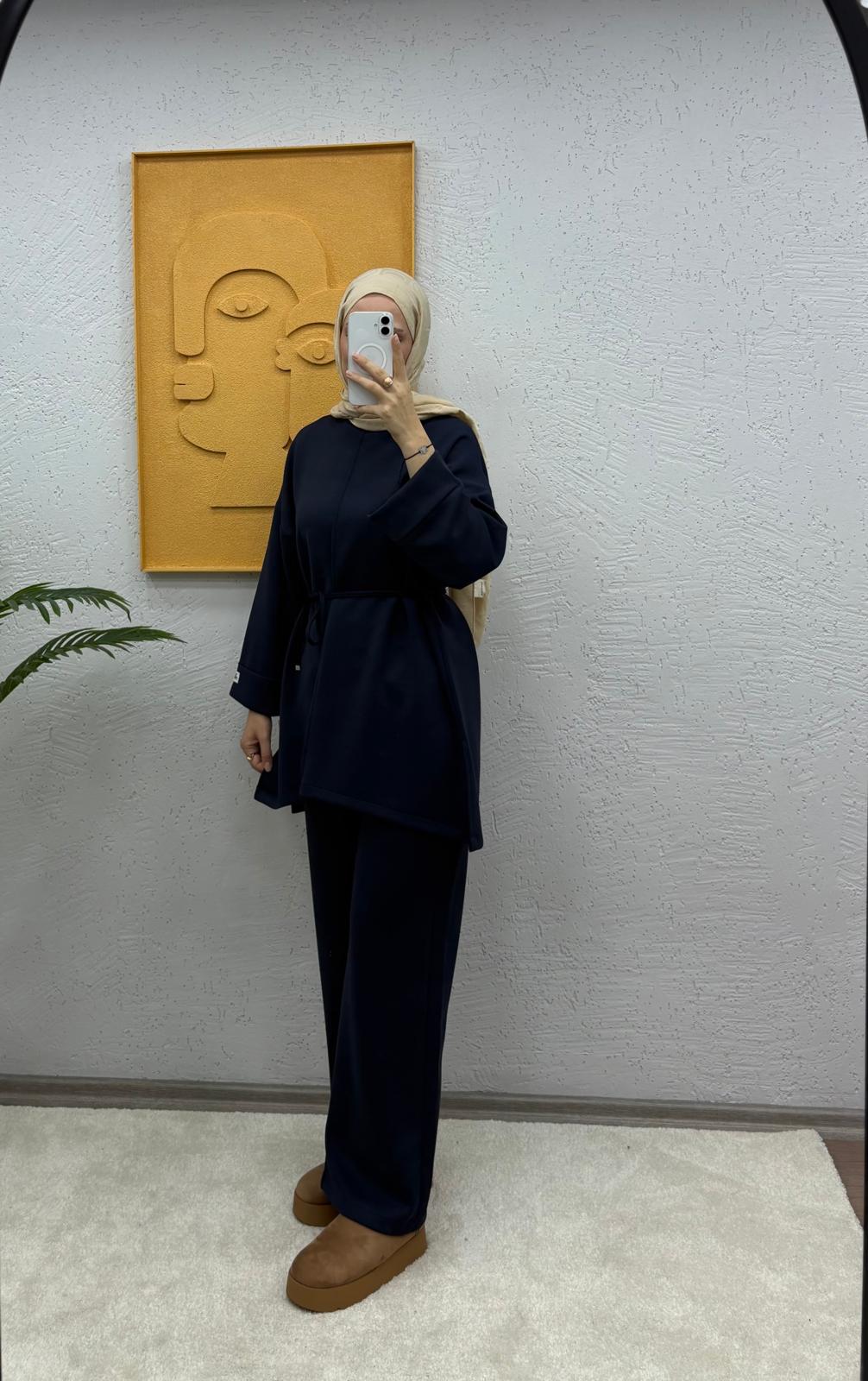 Oversize Çımalı Modal Pantolonlu Takım