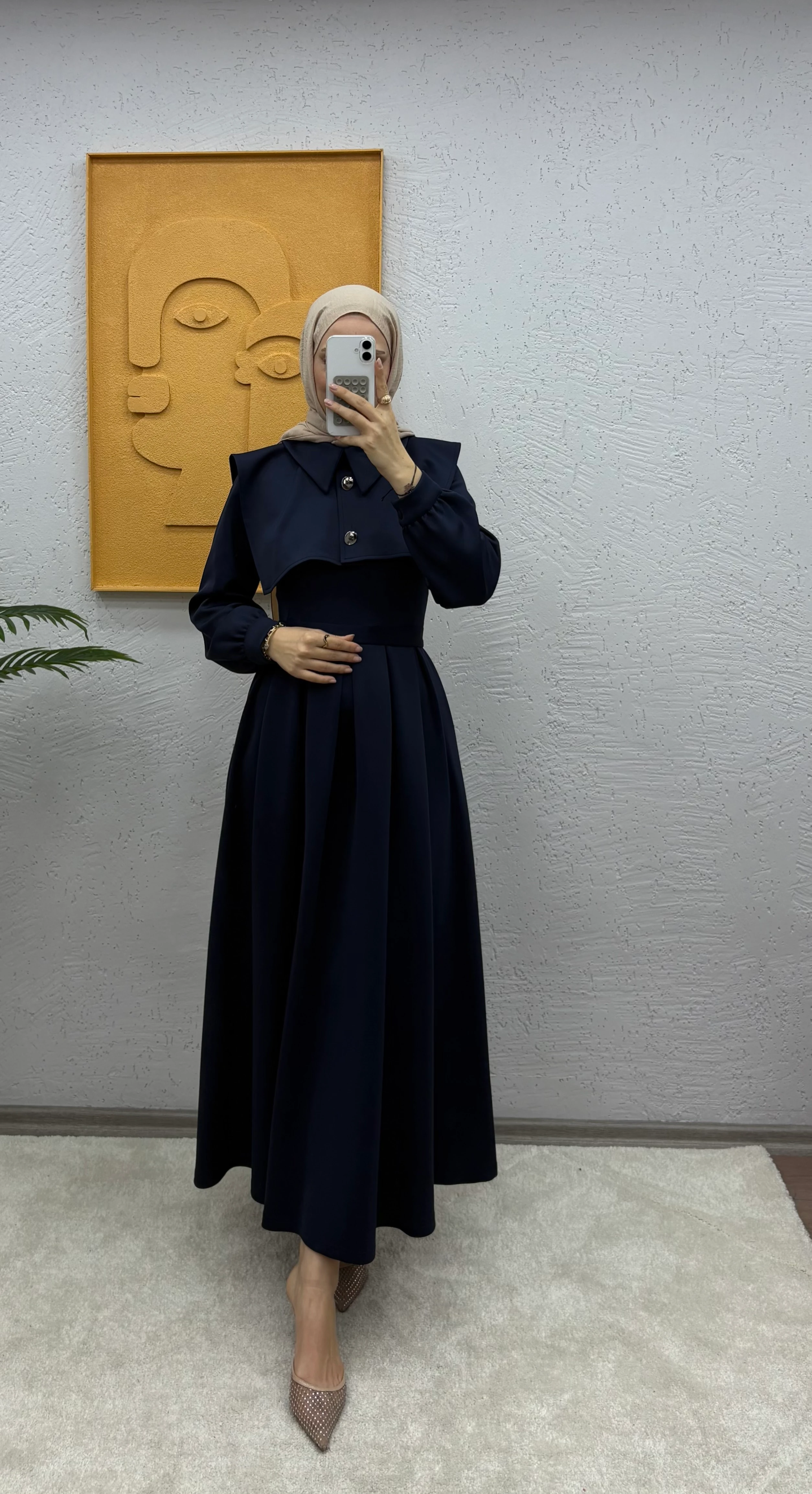 Pelerinli Scuba Elbise