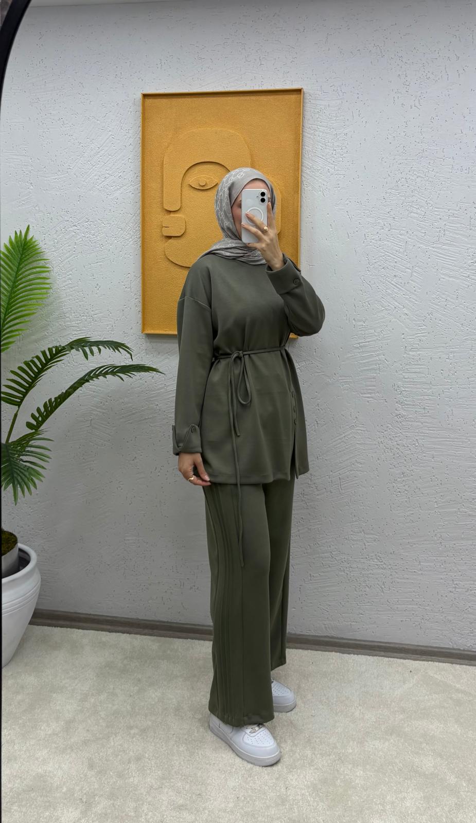 Yandan Cepli Modal Pantolonlu Takım