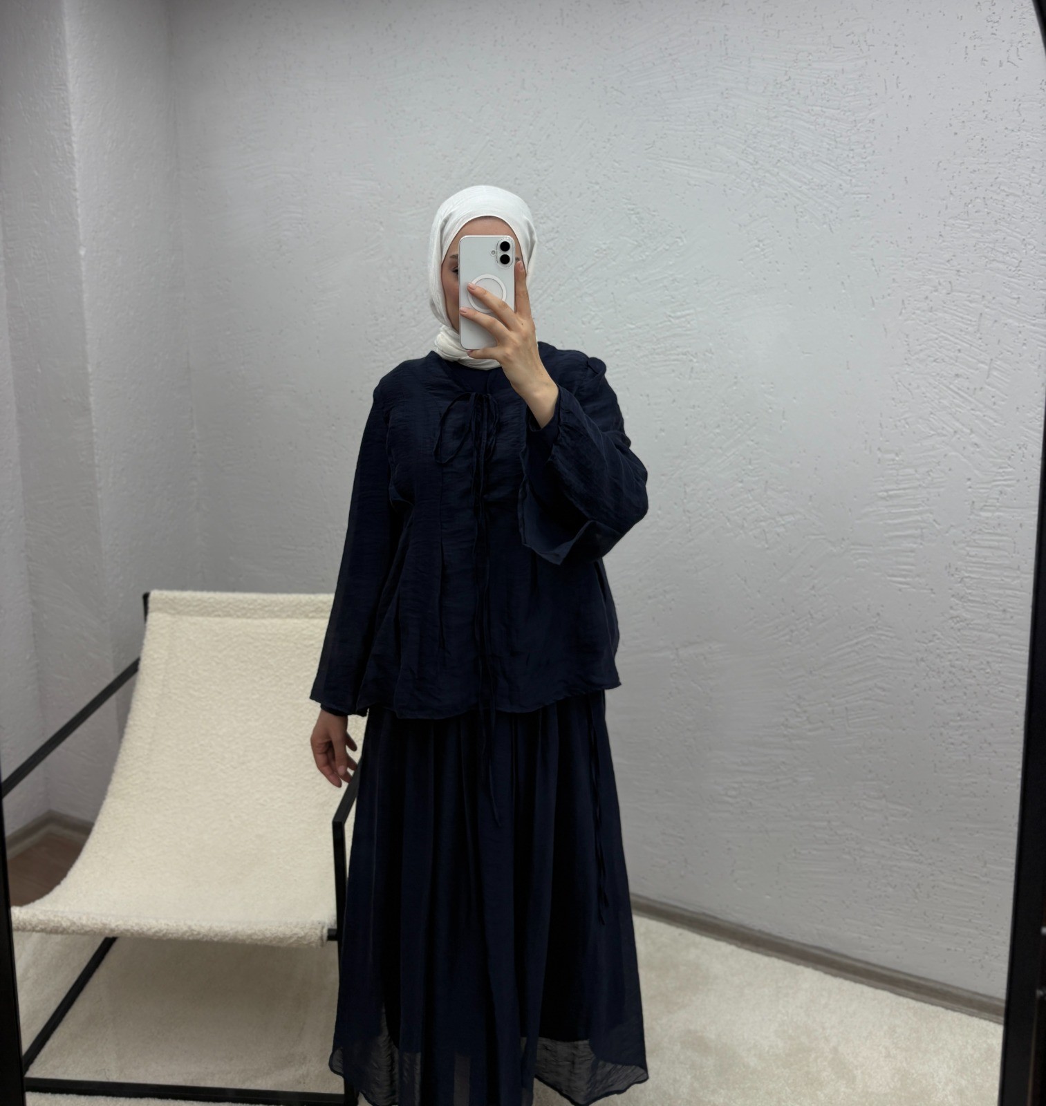 Monche Etekli Oversize Bağlamalı Takım - Lacivert