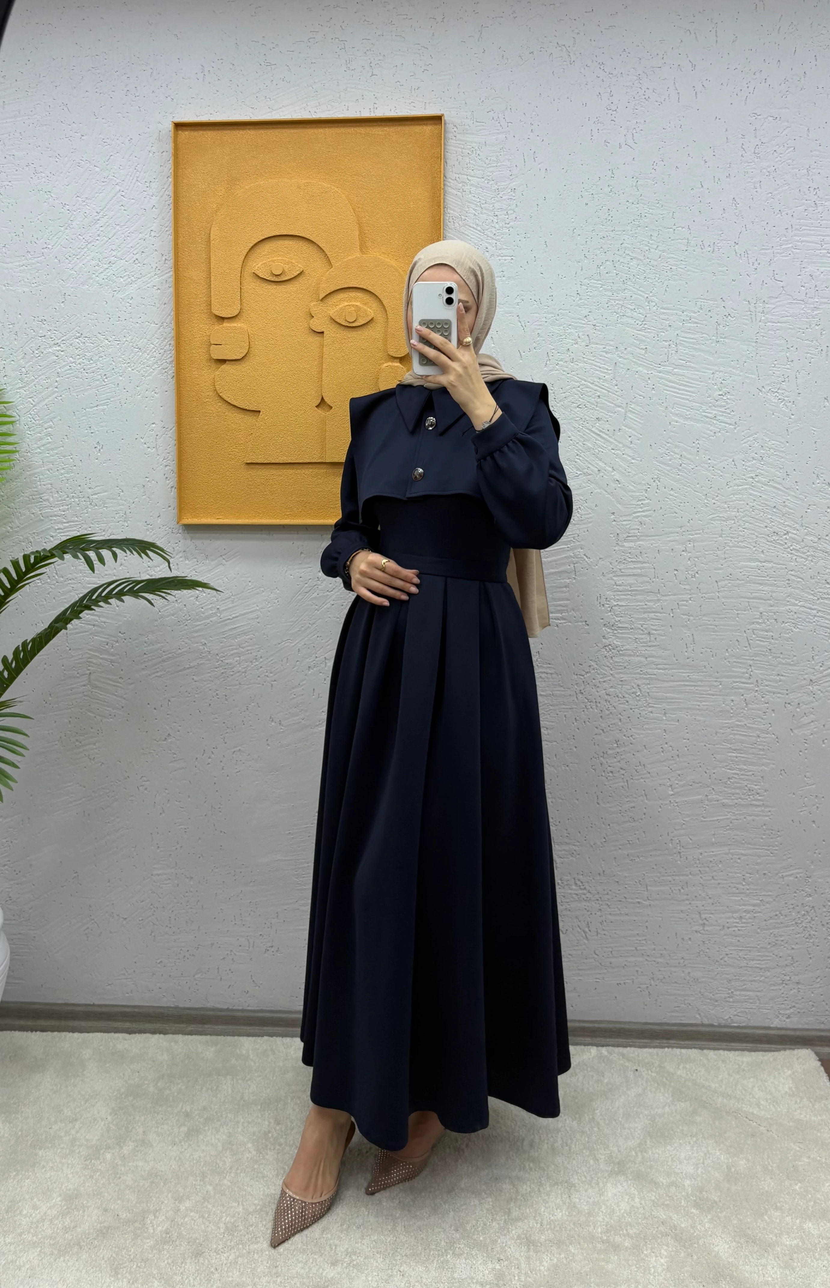 Pelerinli Scuba Elbise