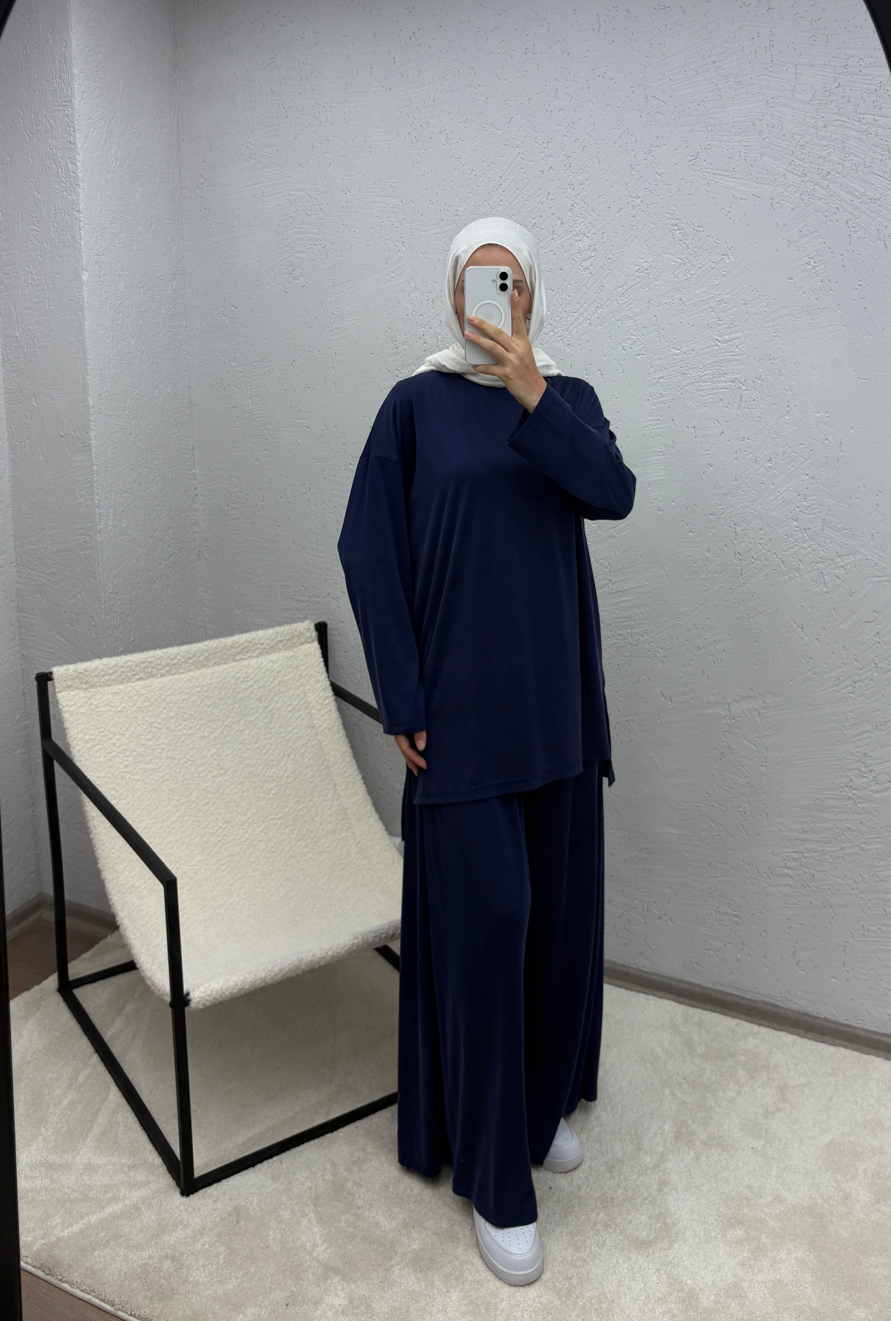 Monche Etek Pantolon Pamuklu Modal Takım - Lacivert