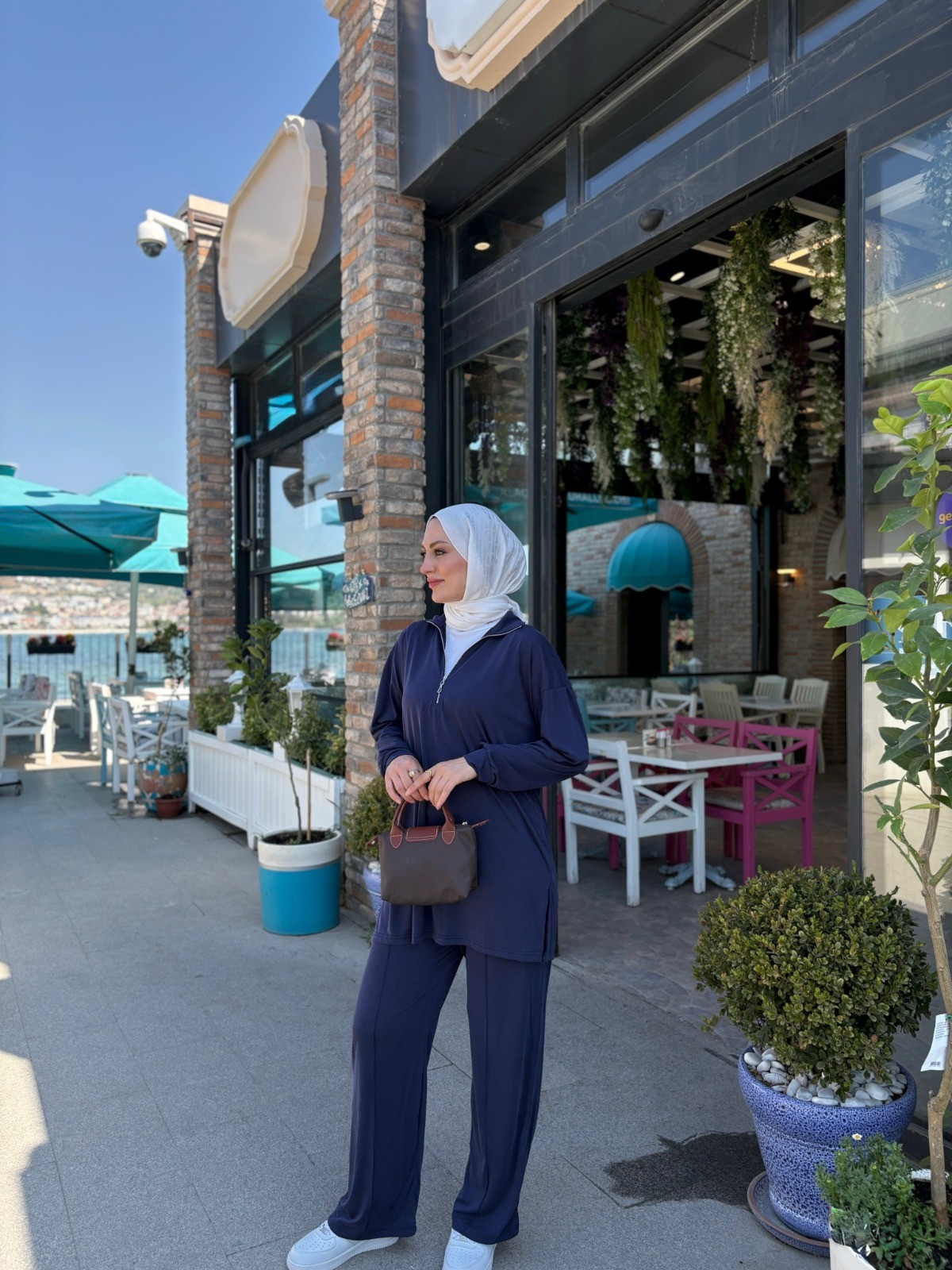 Monche Fermuarlı Pamuklu Modal Takım - Lacivert