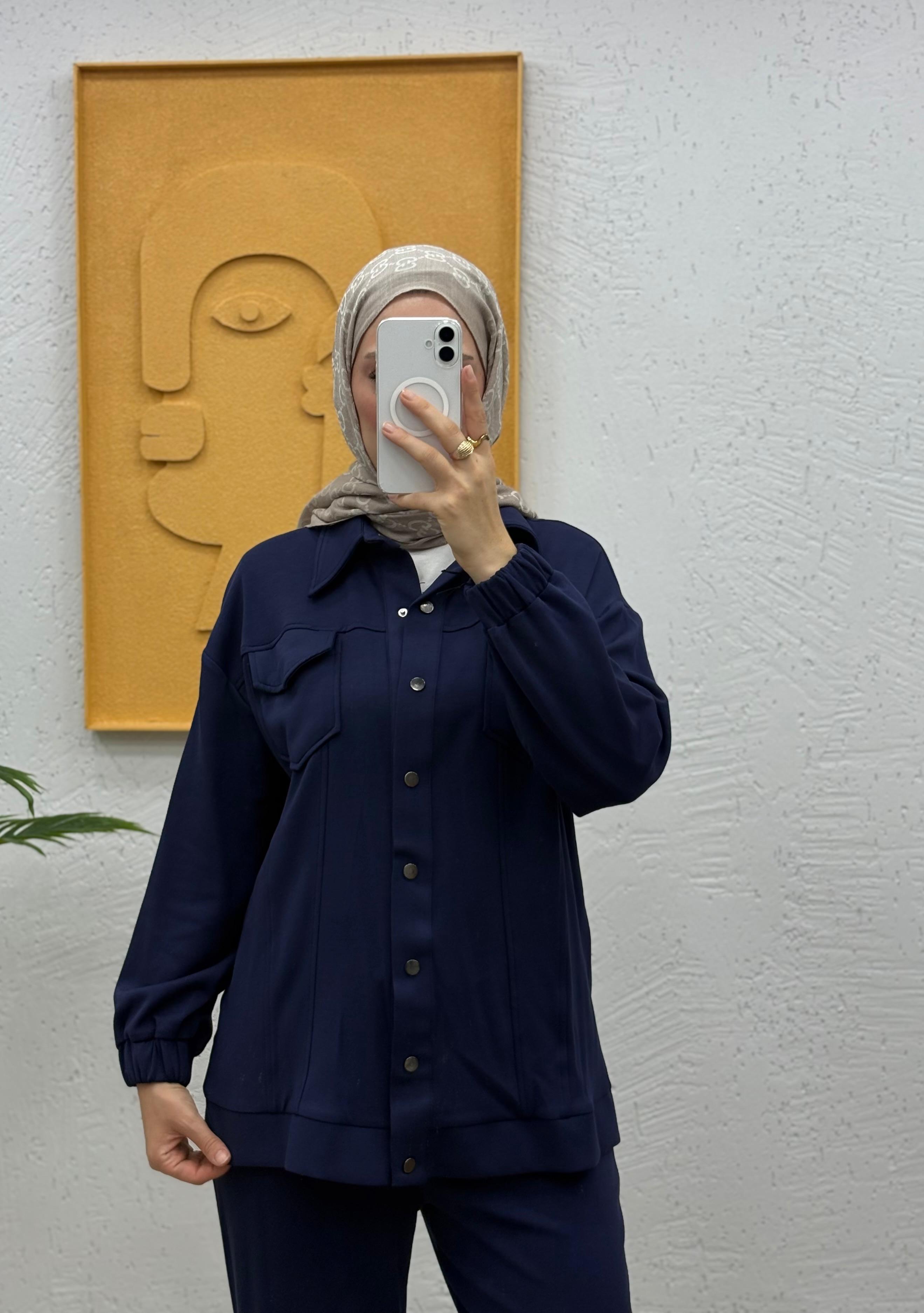 Çıtçıtlı Pantolonlu Pamuklu Modal Takım