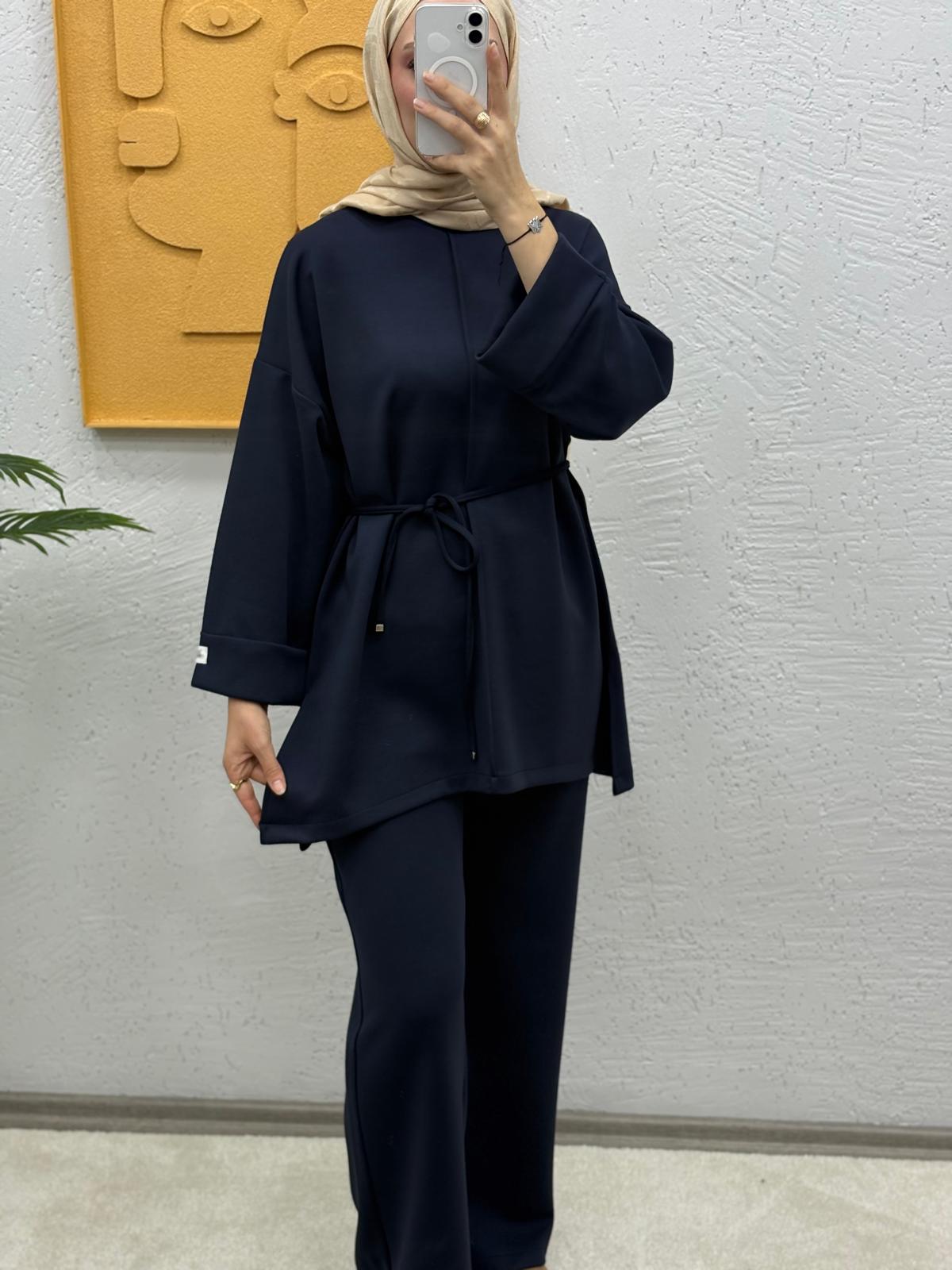Oversize Çımalı Modal Pantolonlu Takım