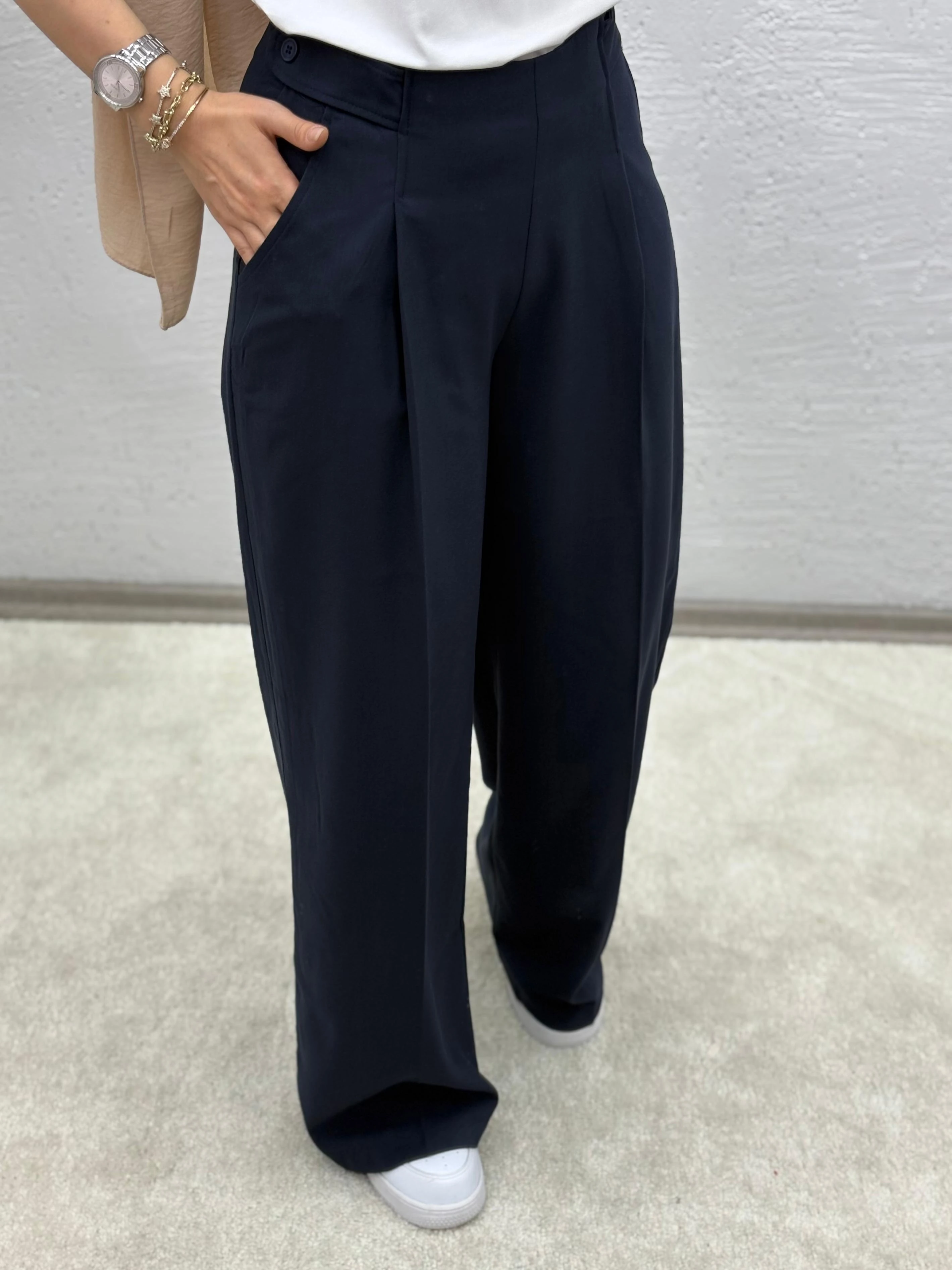 Apoletli Yüksek Bel Pantolon