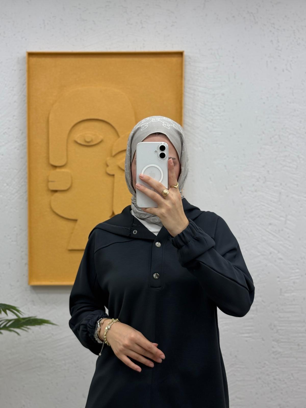 Kapşonlu Çıtçıtlı Modal Pantolonlu Takım