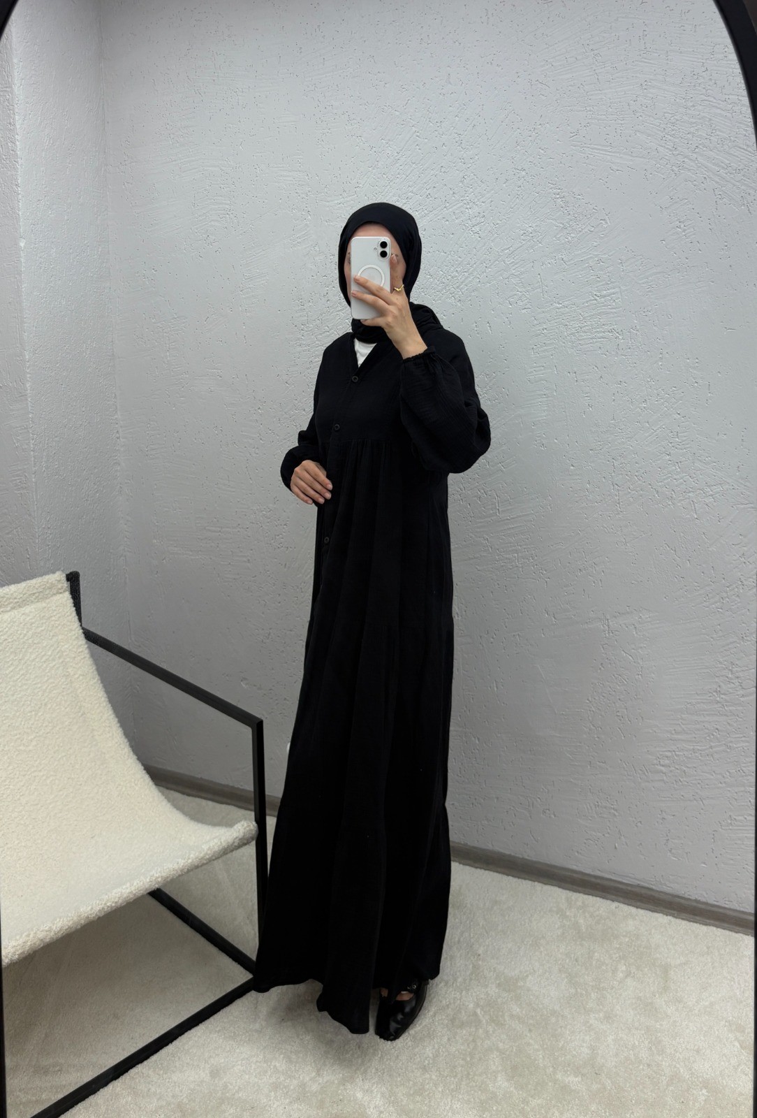 Müslin Elbise - Siyah