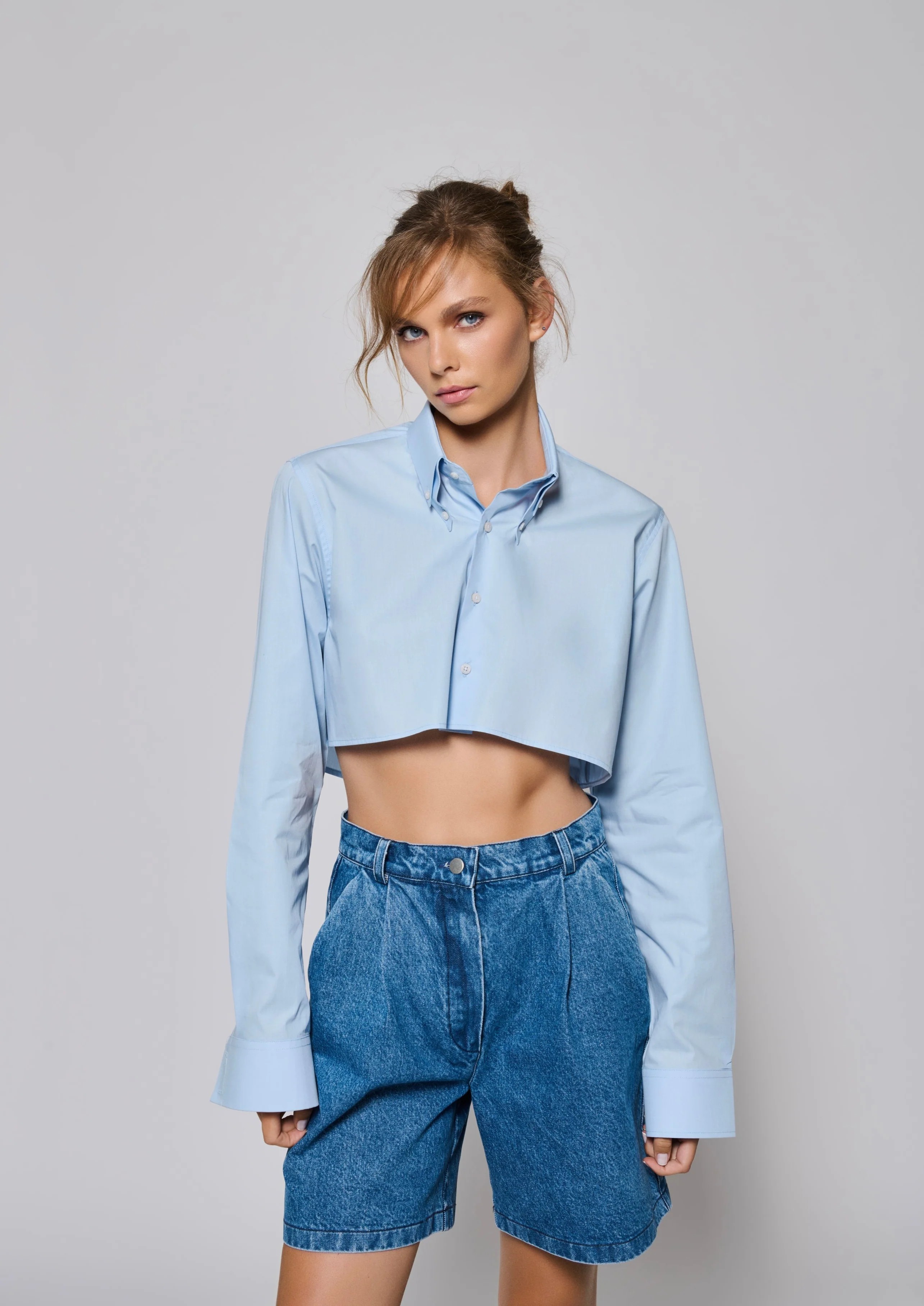 BLUE CROP SHIRT