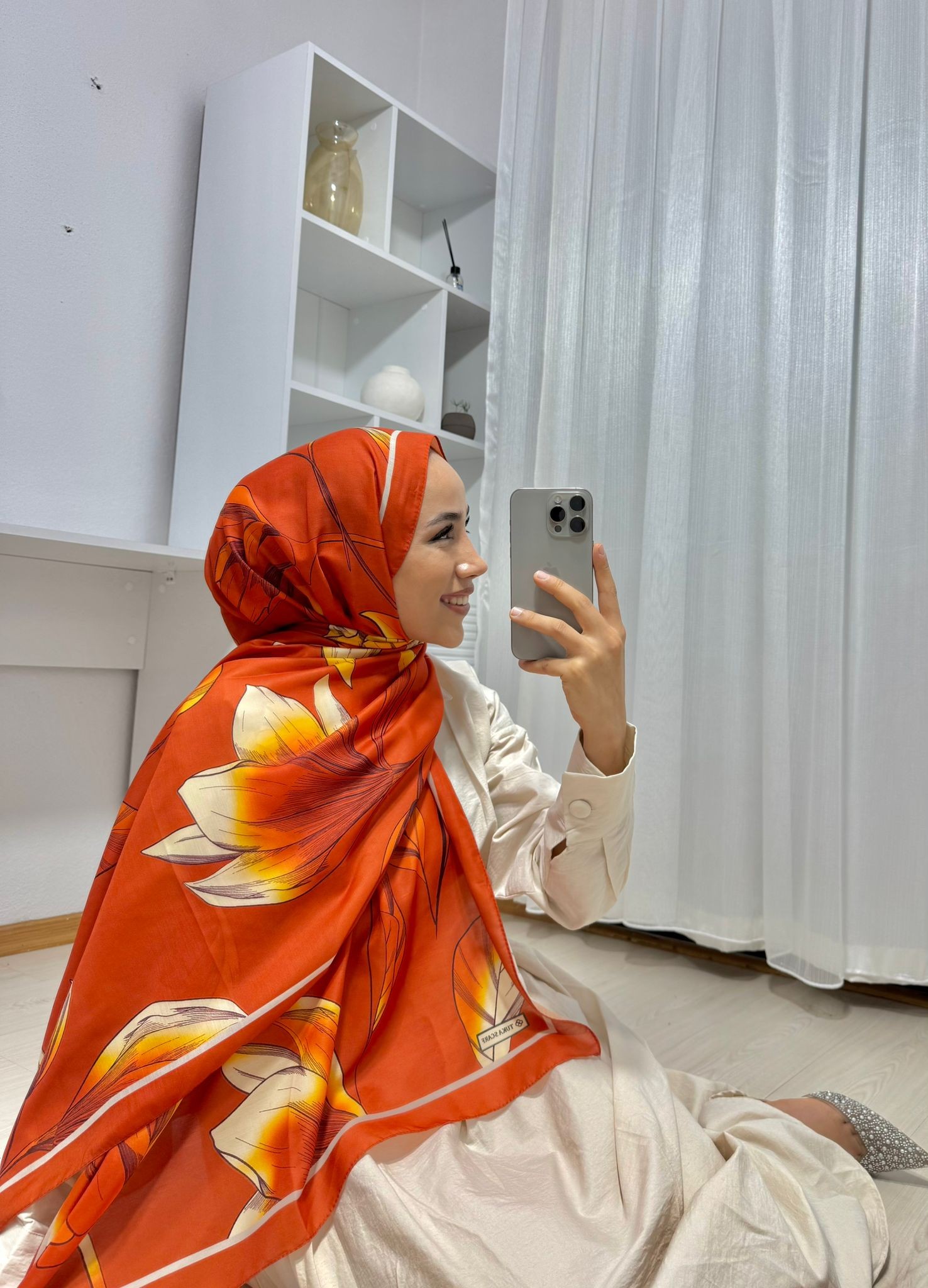 Gülü Pamuk Soft Şal