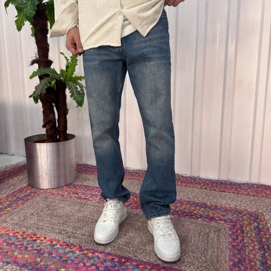 Relax Fit Vintage Mavi Kot Pantolon