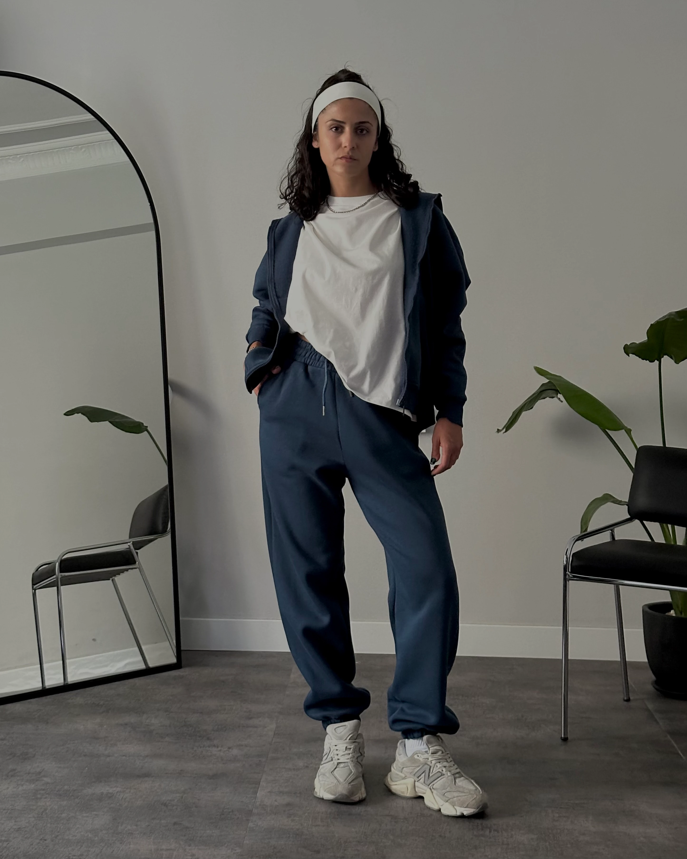 Rahat Kalıp Üç İplik Şardonlu Jogger Eşofman - İndigo