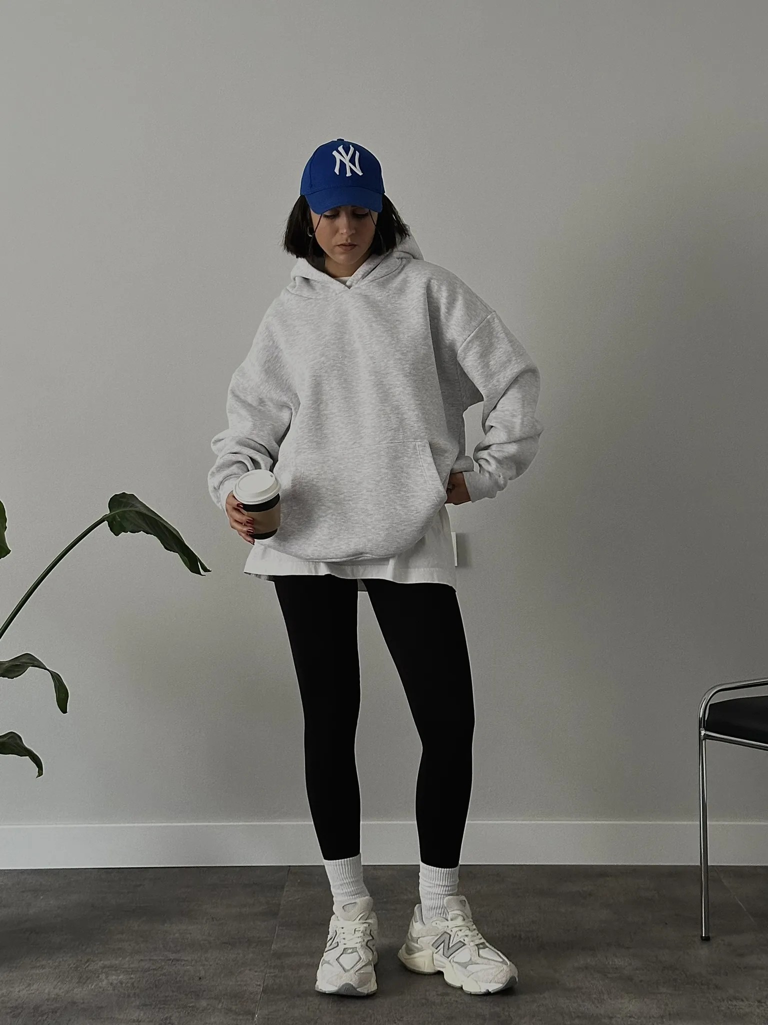 Oversize Kadın Kapüşonlu Sweatshirt - Gri