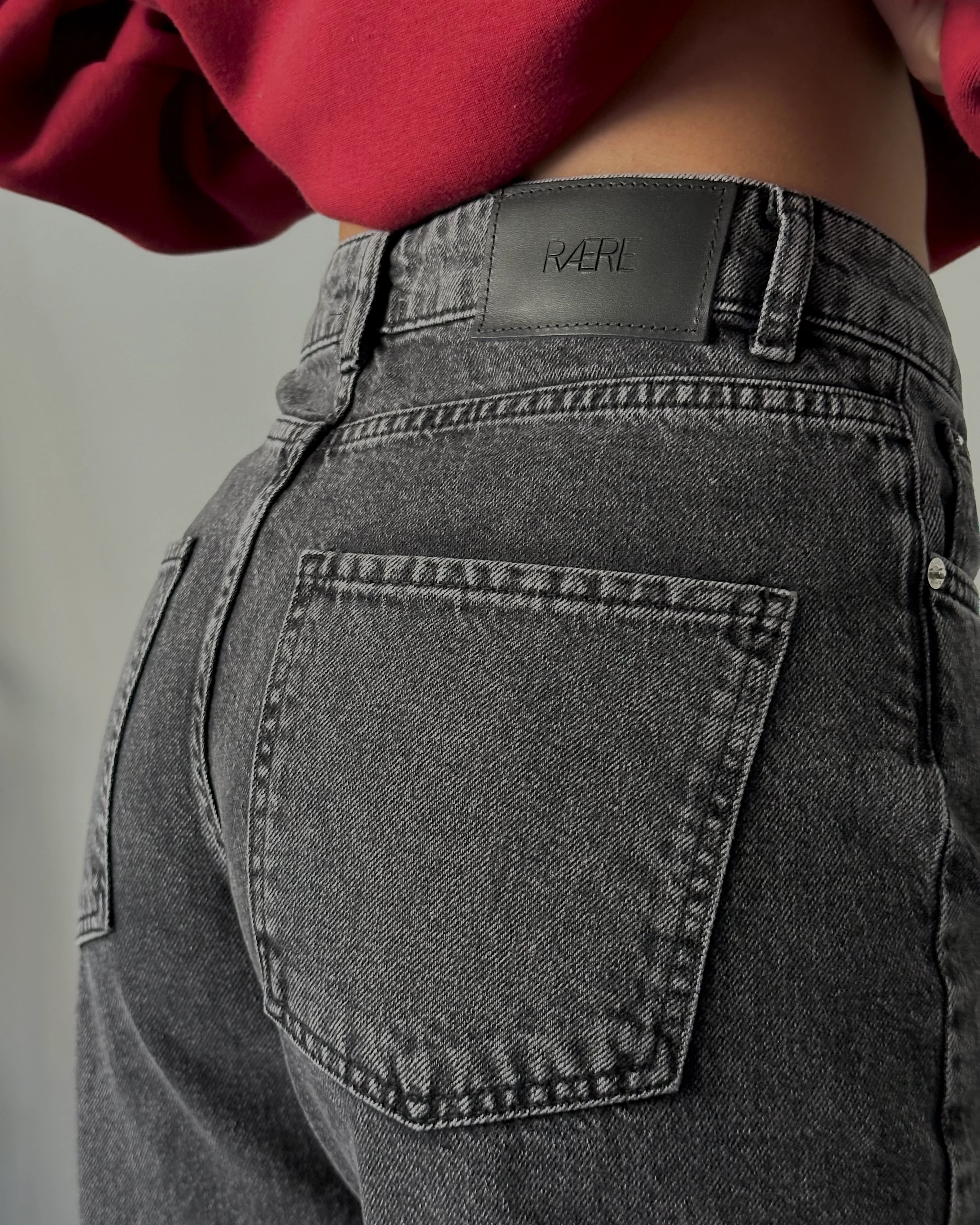 Yüksek Bel Koyu Gri Wide Leg Jean