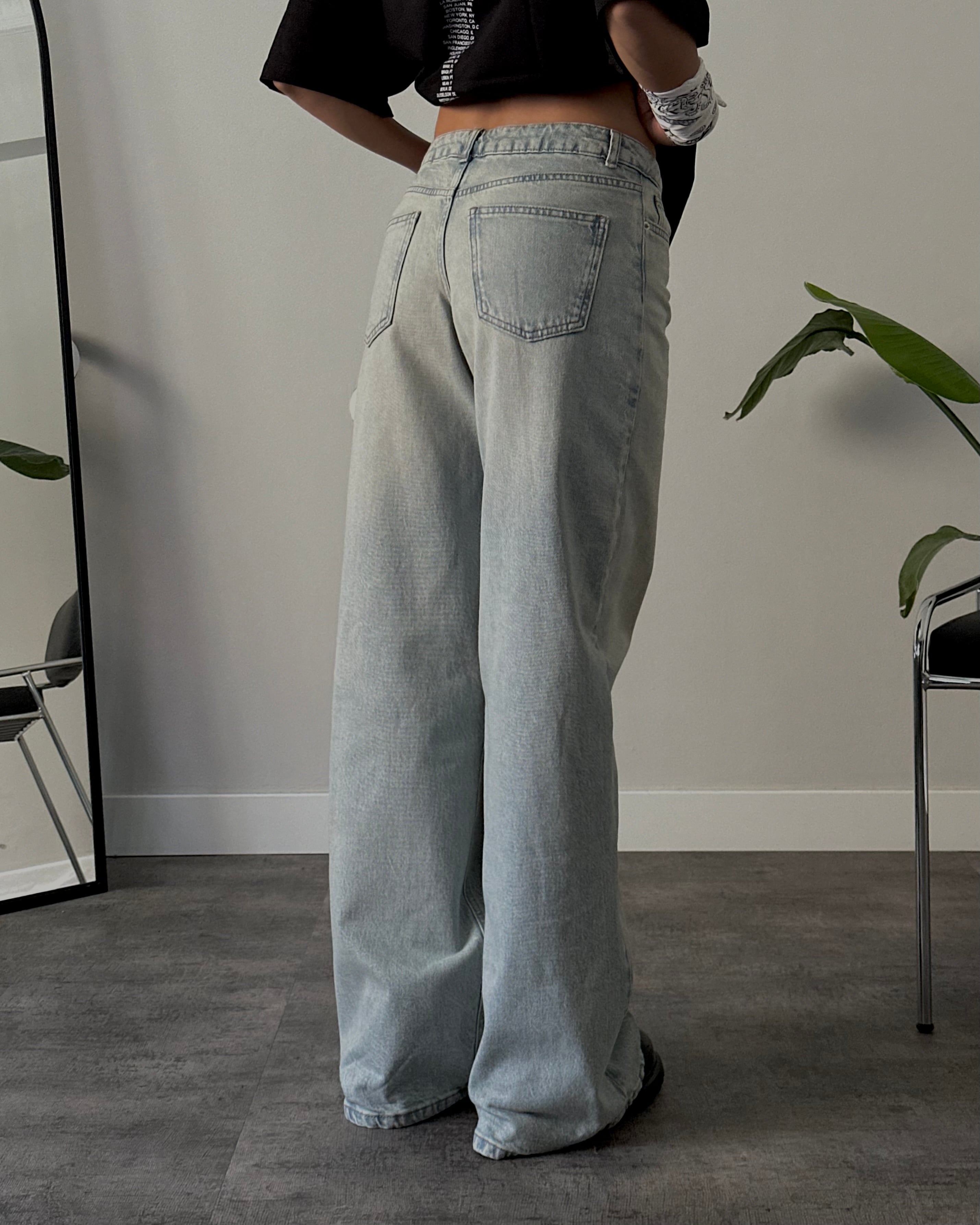 Düşük Bel Vintage Wide Leg Jean