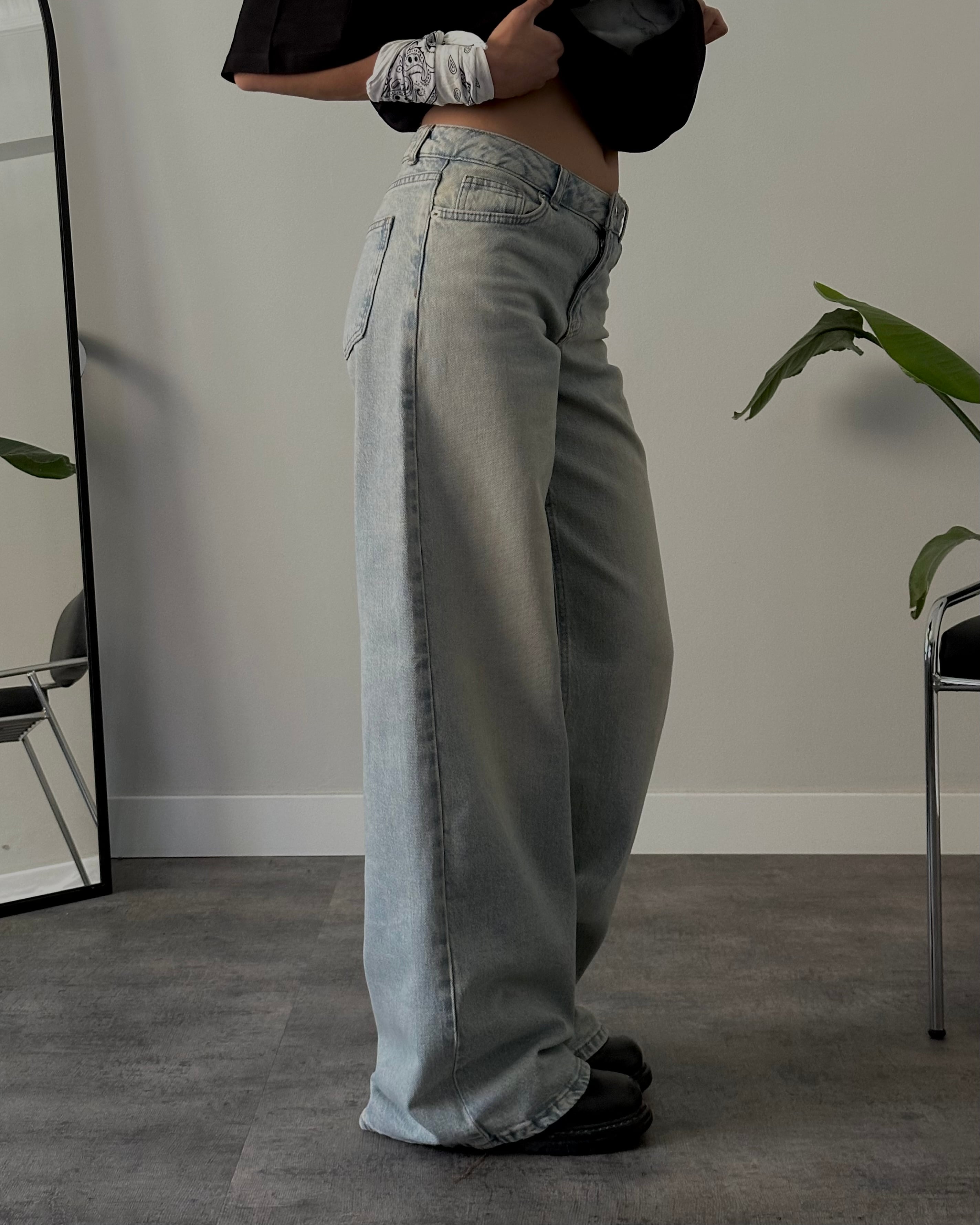 Düşük Bel Vintage Wide Leg Jean